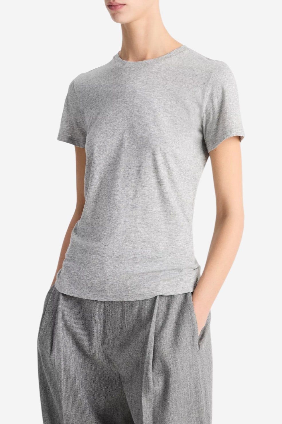 Essential Pima Cotton Crew Neck T-Shirt - Heather Grey
