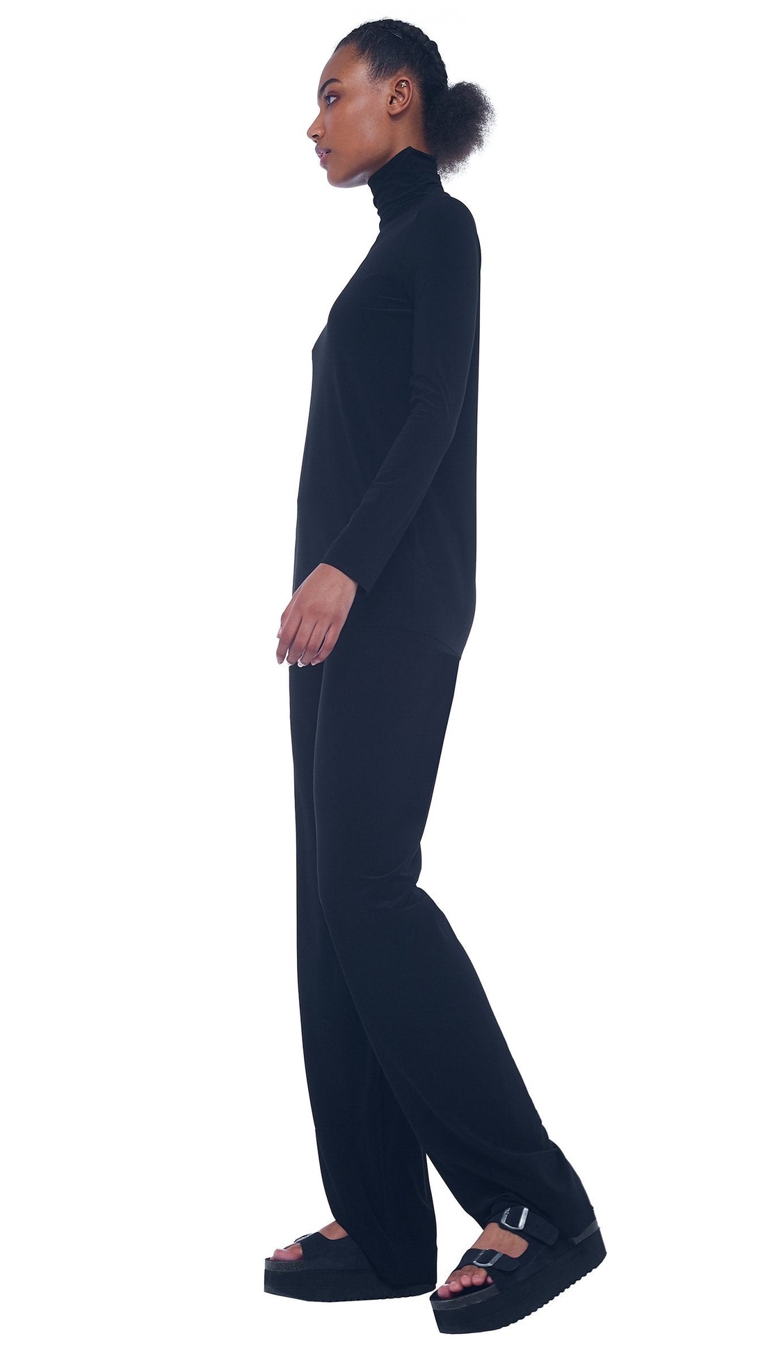 Long Sleeve Turtleneck Top - Black