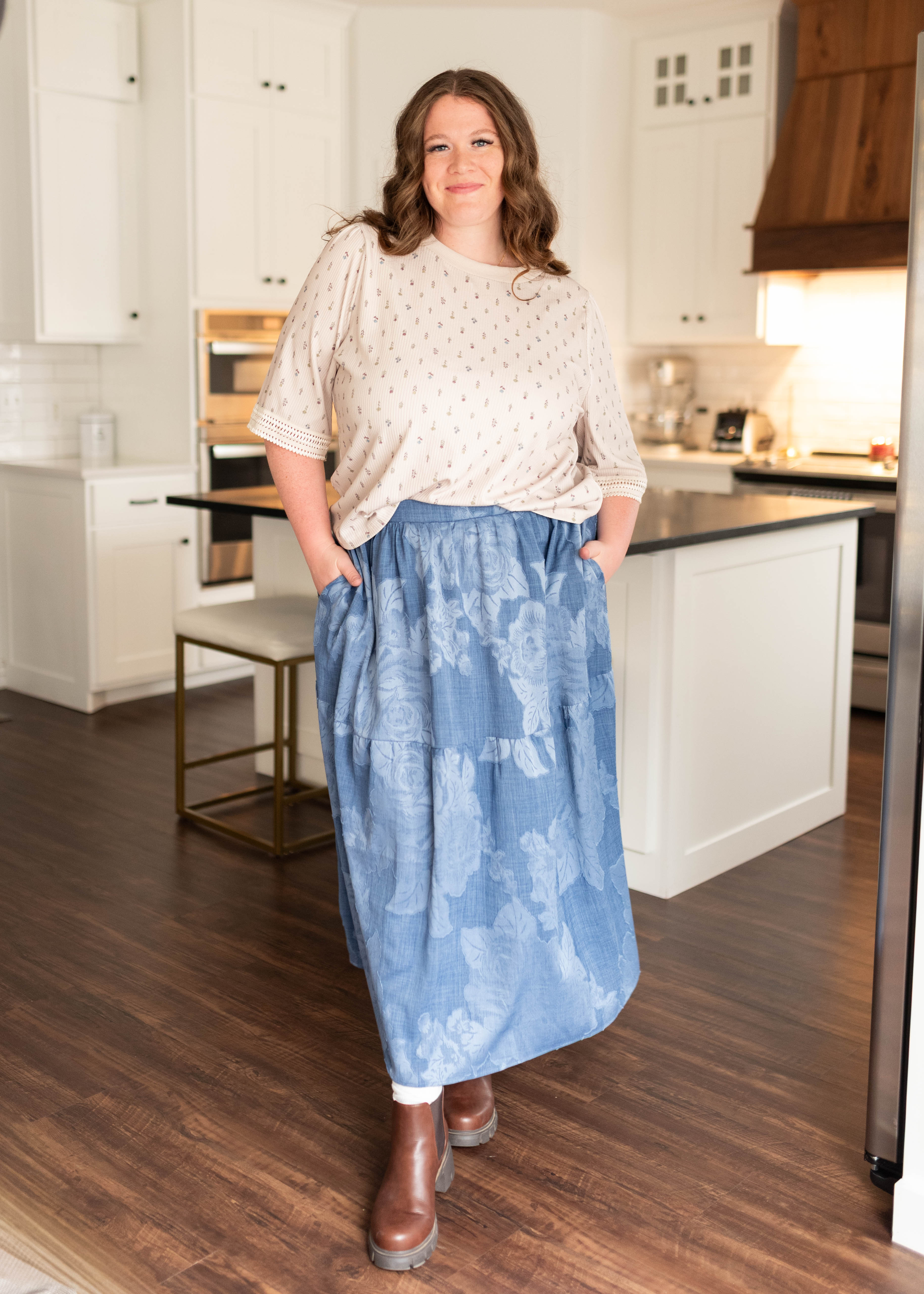 Alex Chambray Tiered Skirt