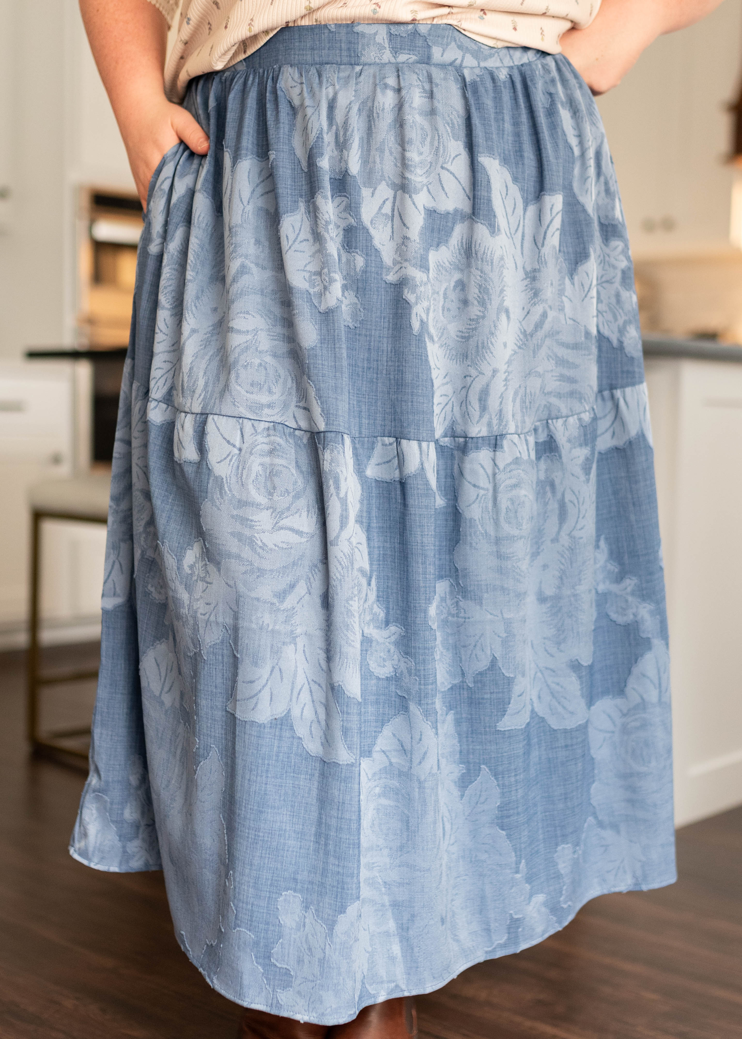 Alex Chambray Tiered Skirt