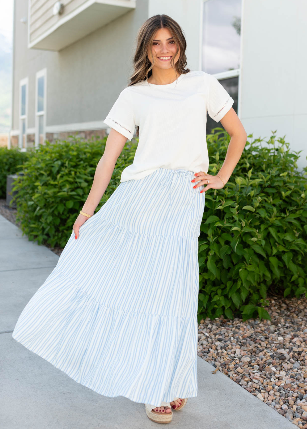 Anita Blue Pinstripe Skirt