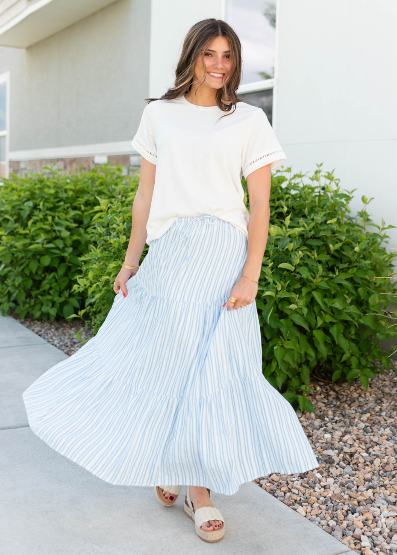 Anita Blue Pinstripe Skirt