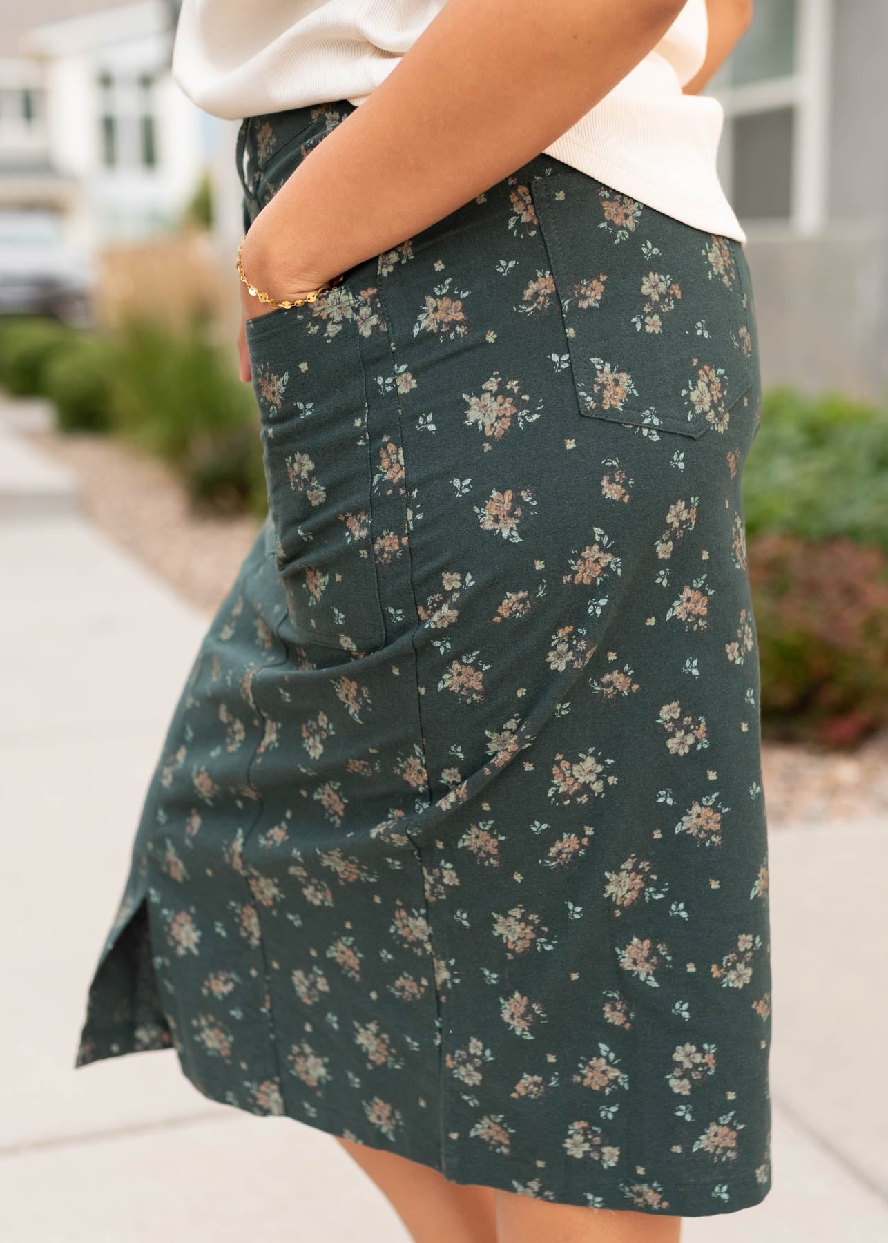 Ayala Green Floral Pencil Skirt