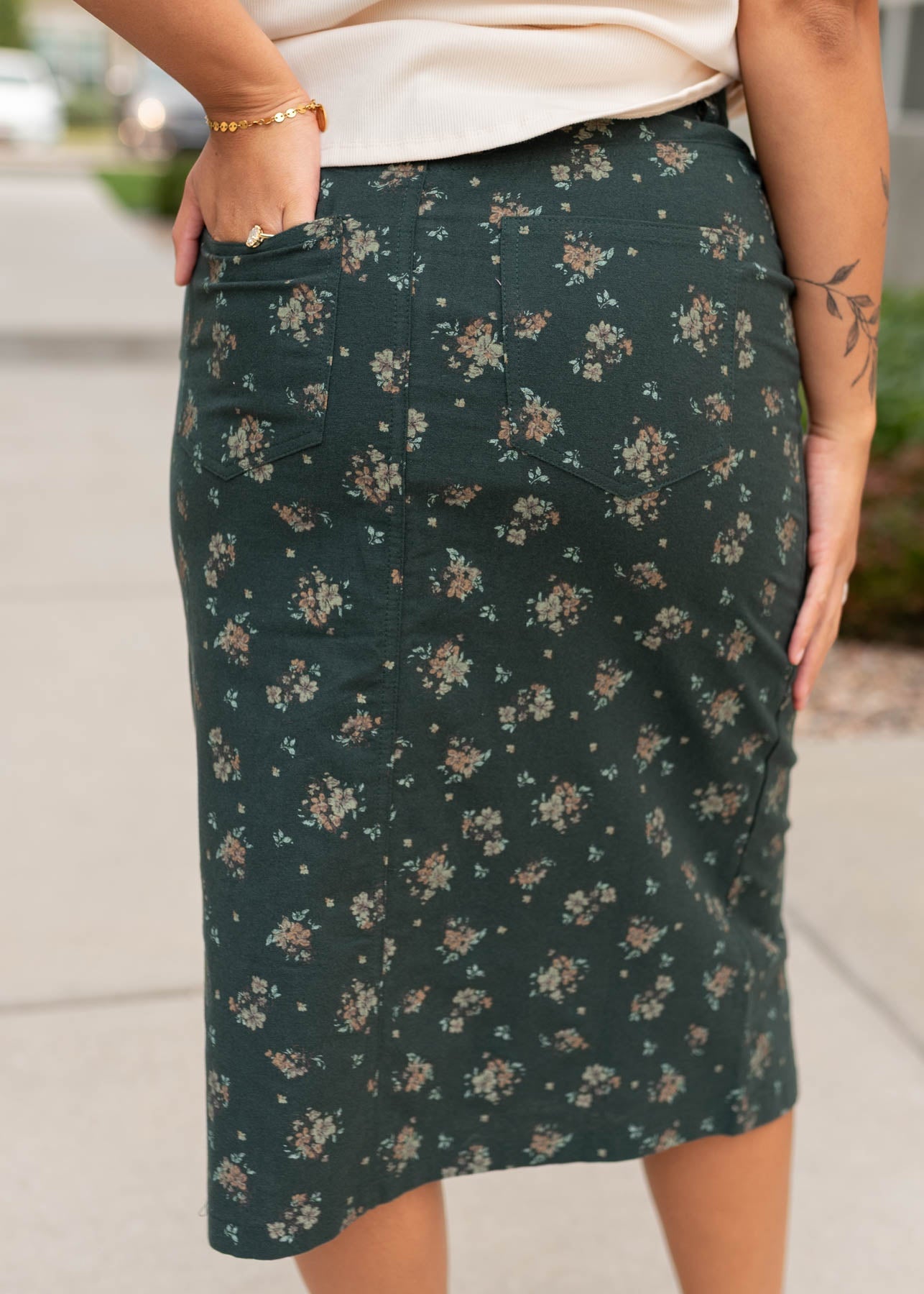 Ayala Green Floral Pencil Skirt