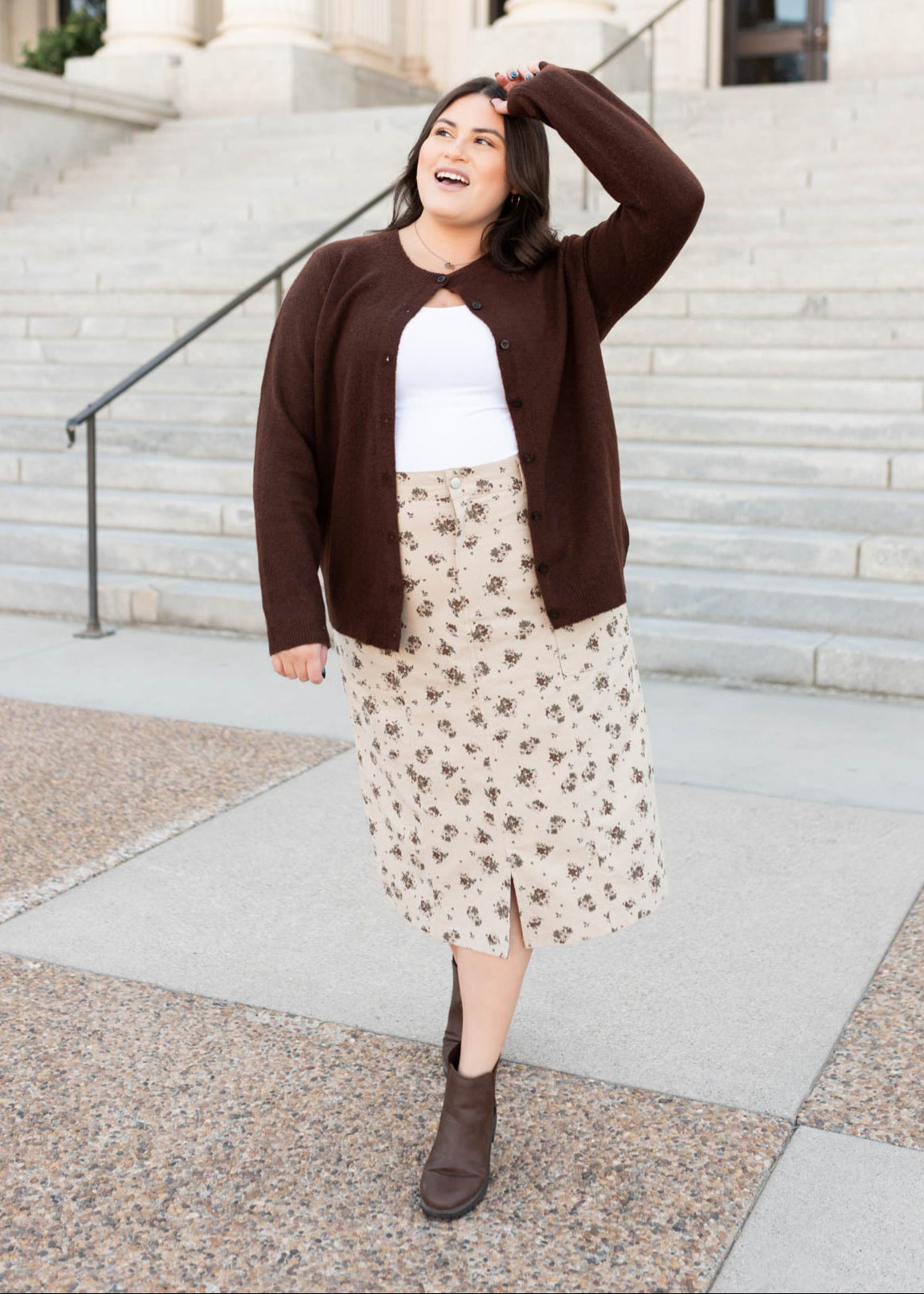 Ayala Natural Floral Pencil Skirt