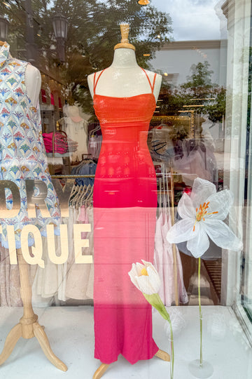 Sunset Ombre Mesh Maxi Dress
