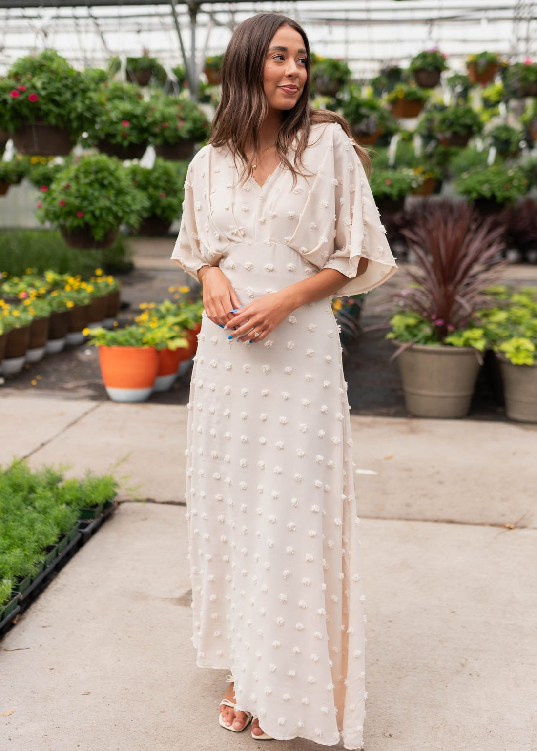 Daphne Beige Textured Dress