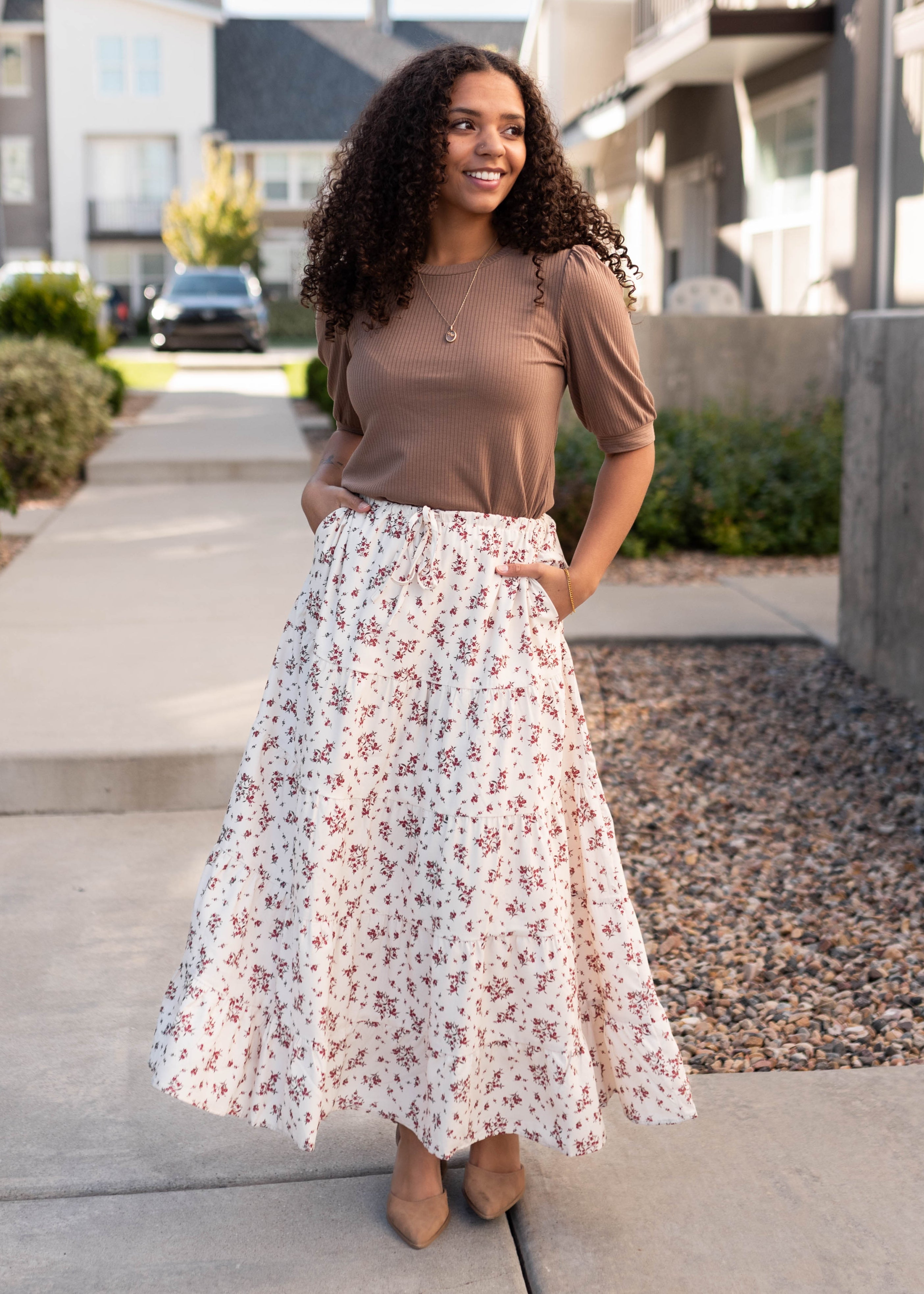 Ginny Burgundy Floral Skirt