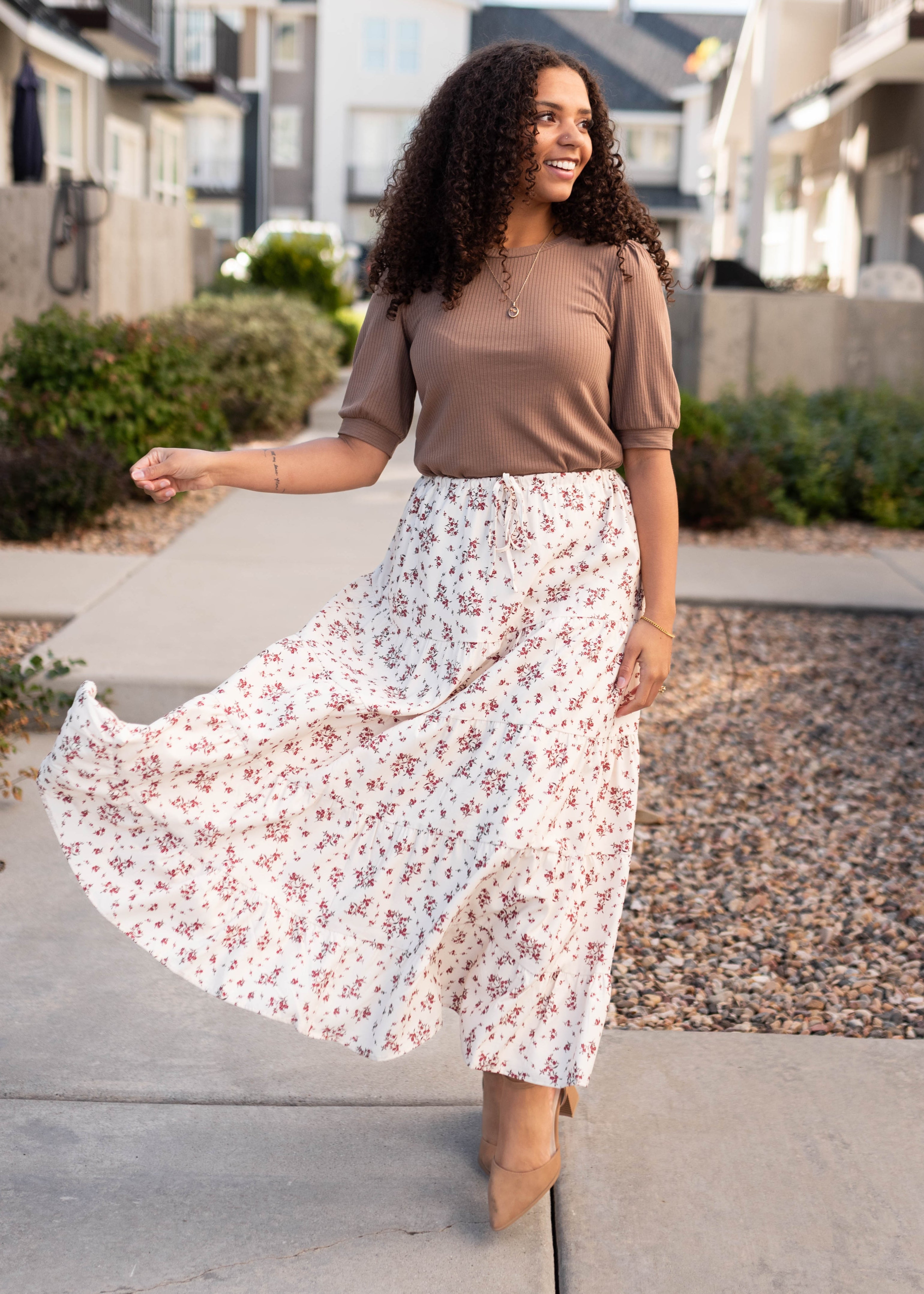 Ginny Burgundy Floral Skirt
