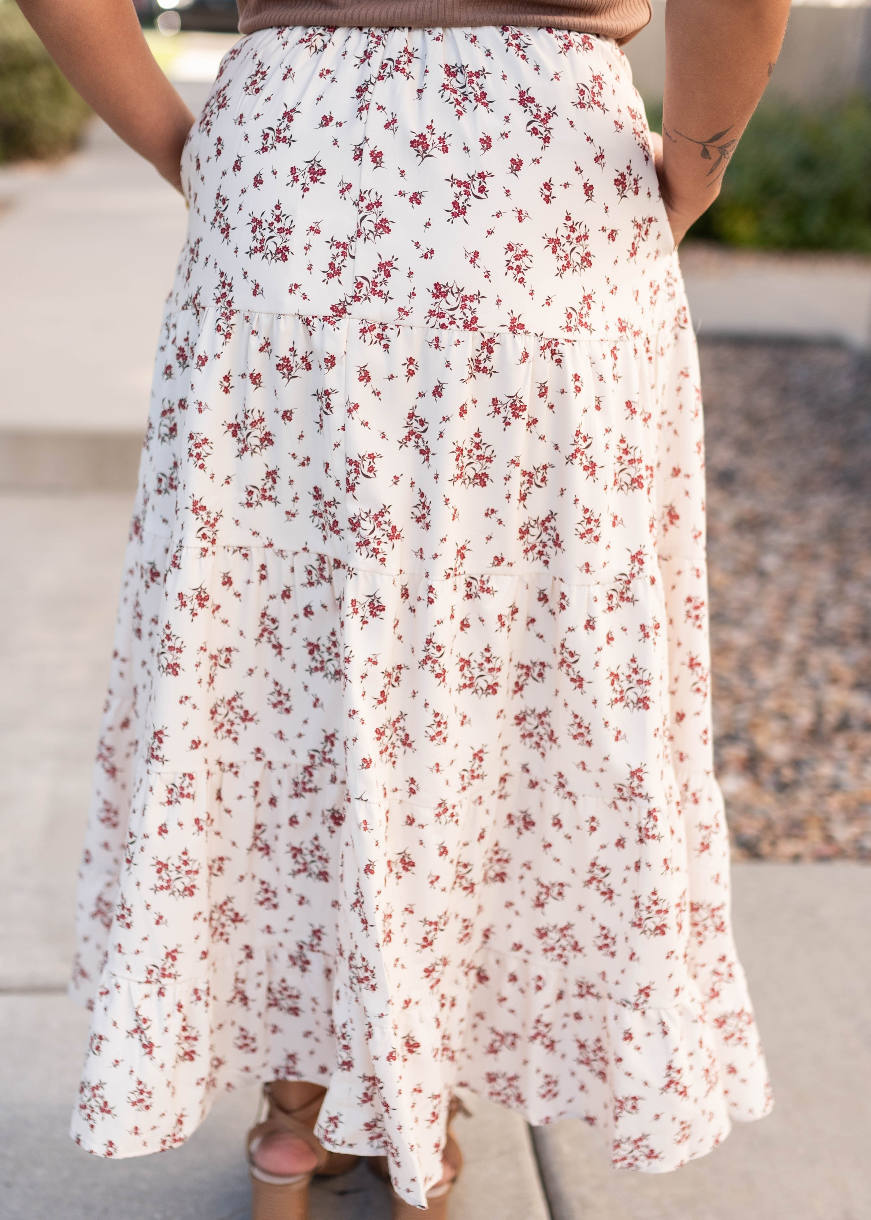 Ginny Burgundy Floral Skirt