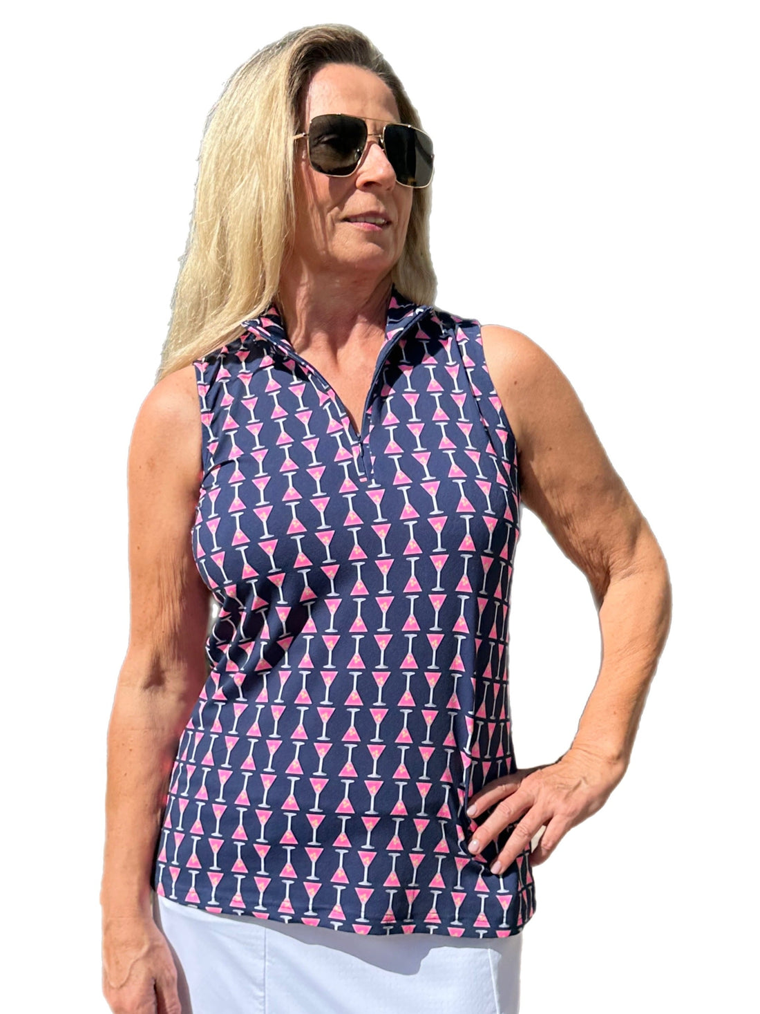 High Zip-Neck Sleeveless Top with UPF50+ Martinis