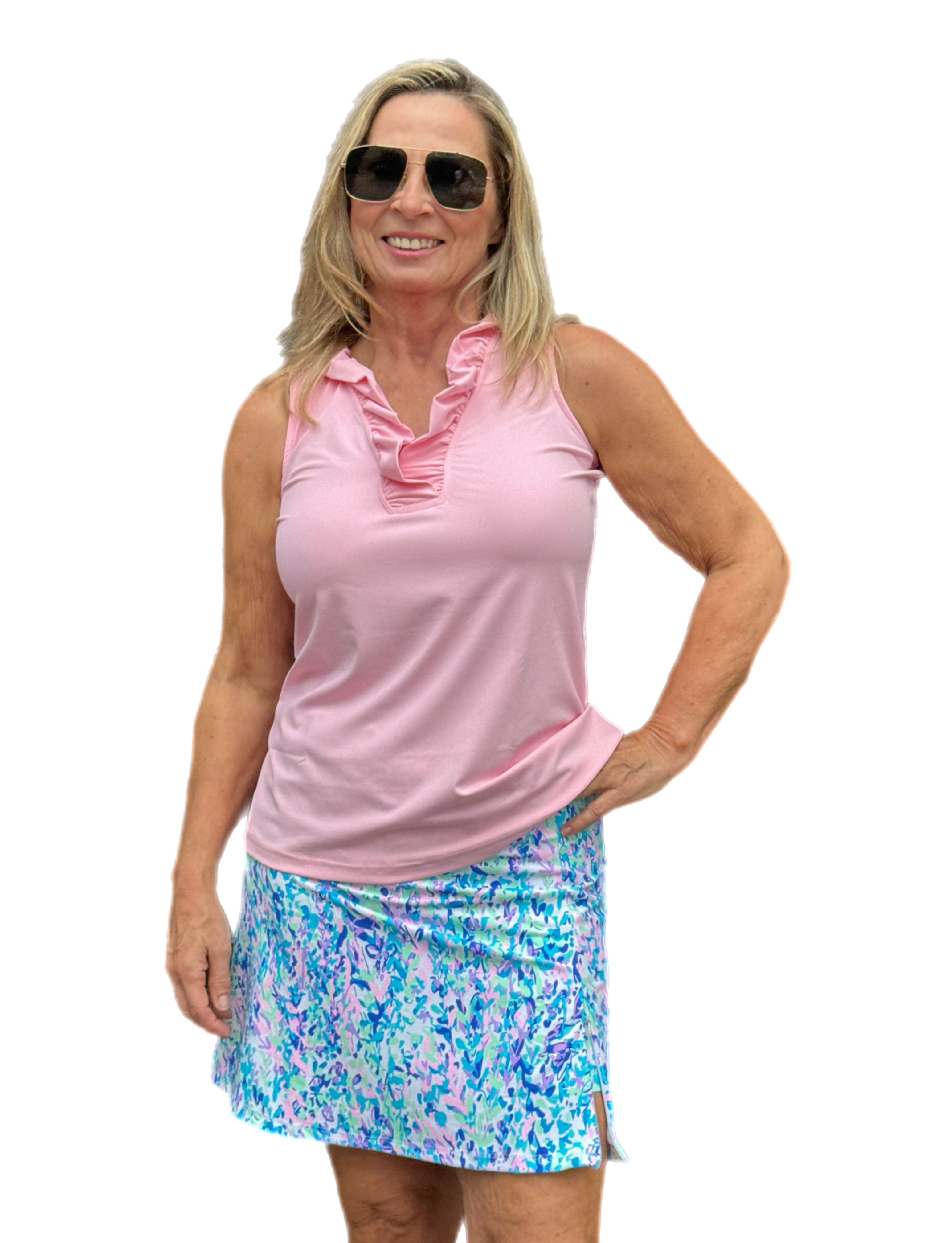 Pull-on Zip Skort with UPF50+ Confetti Pastel