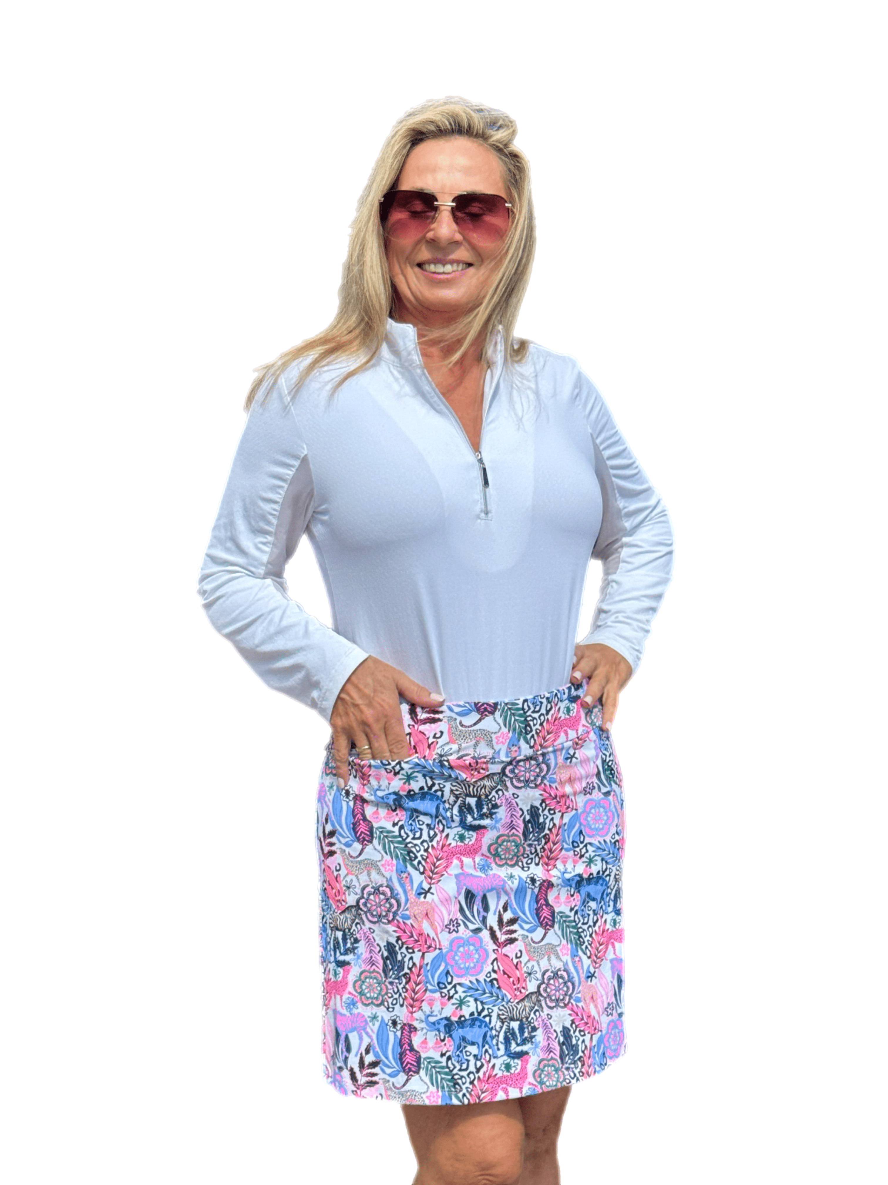 Pull-on Zip Skort with UPF50+ Jungle Multi