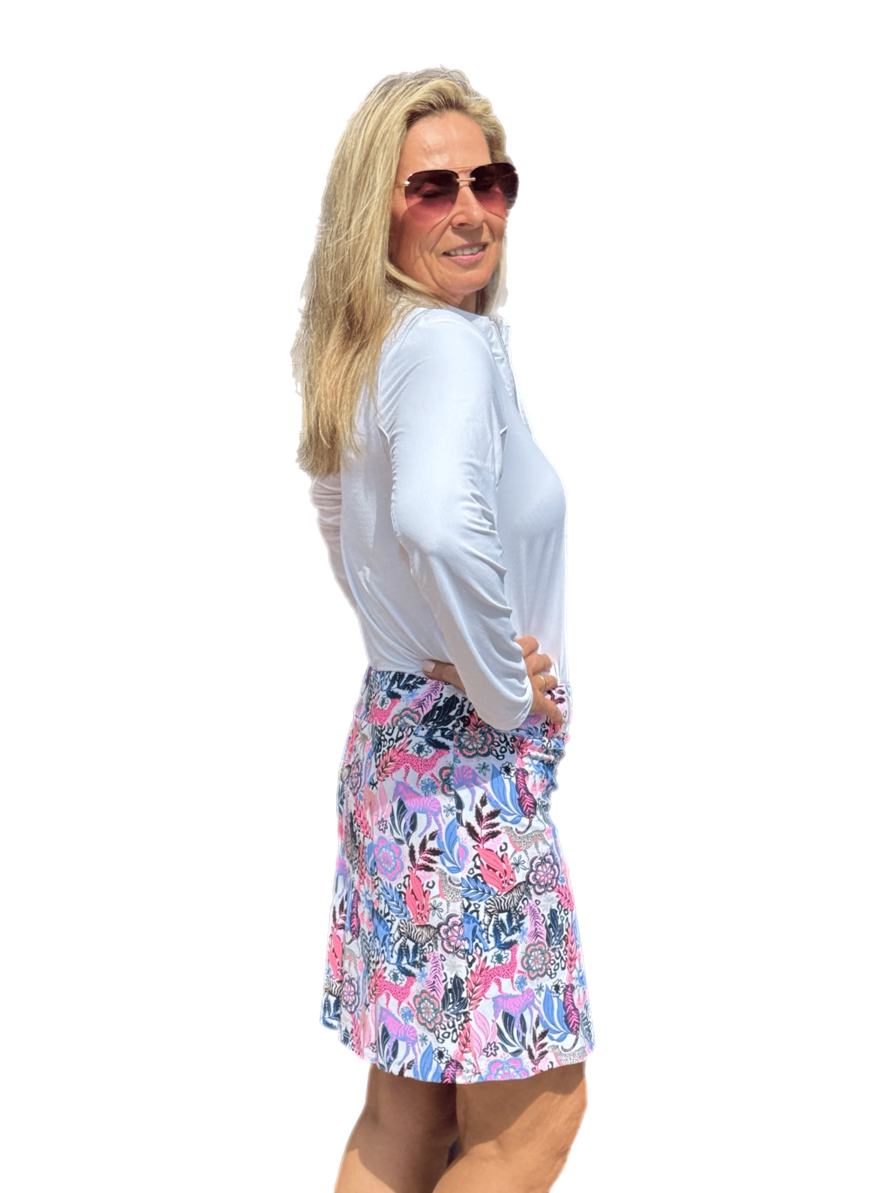 Pull-on Zip Skort with UPF50+ Jungle Multi