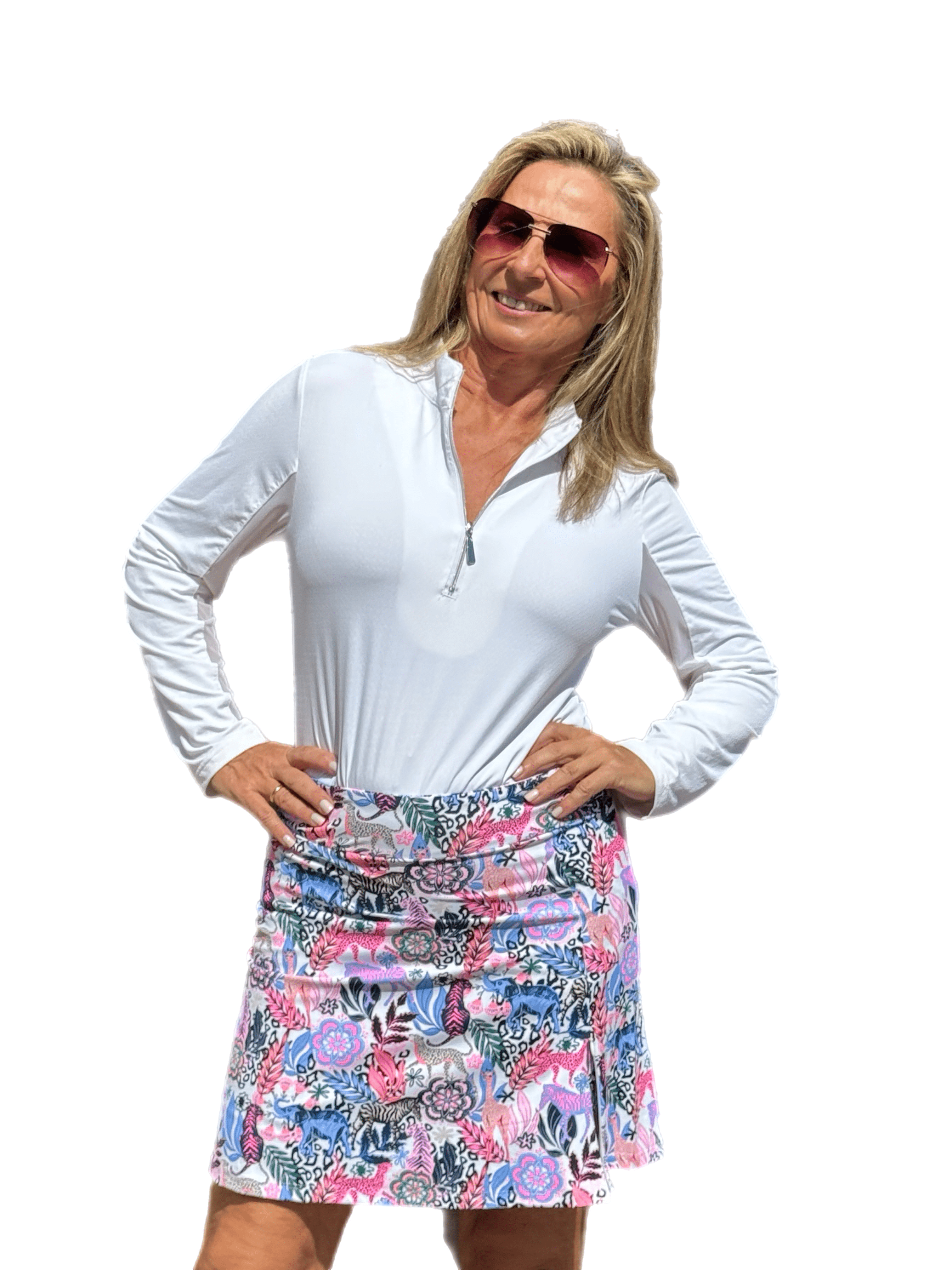 Pull-on Zip Skort with UPF50+ Jungle Multi