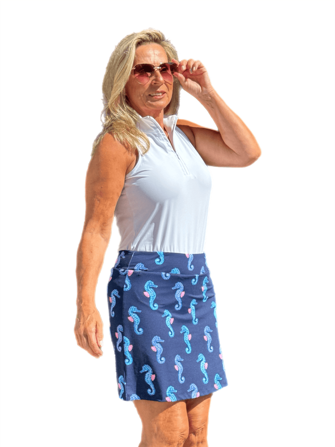 Pull-on Zip Skort with UPF50+ Seahorse Navy