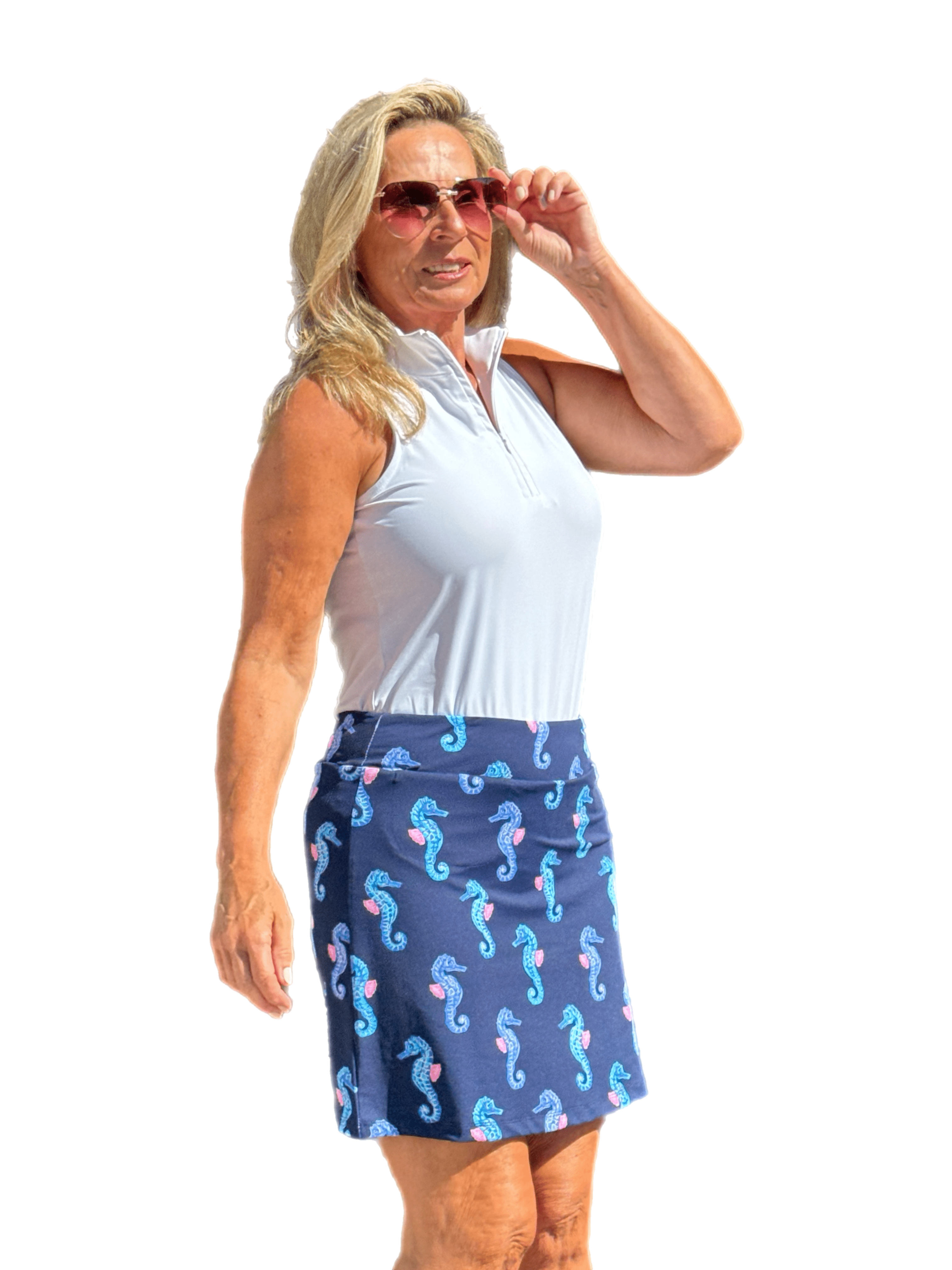 Pull-on Zip Skort with UPF50+ Seahorse Navy
