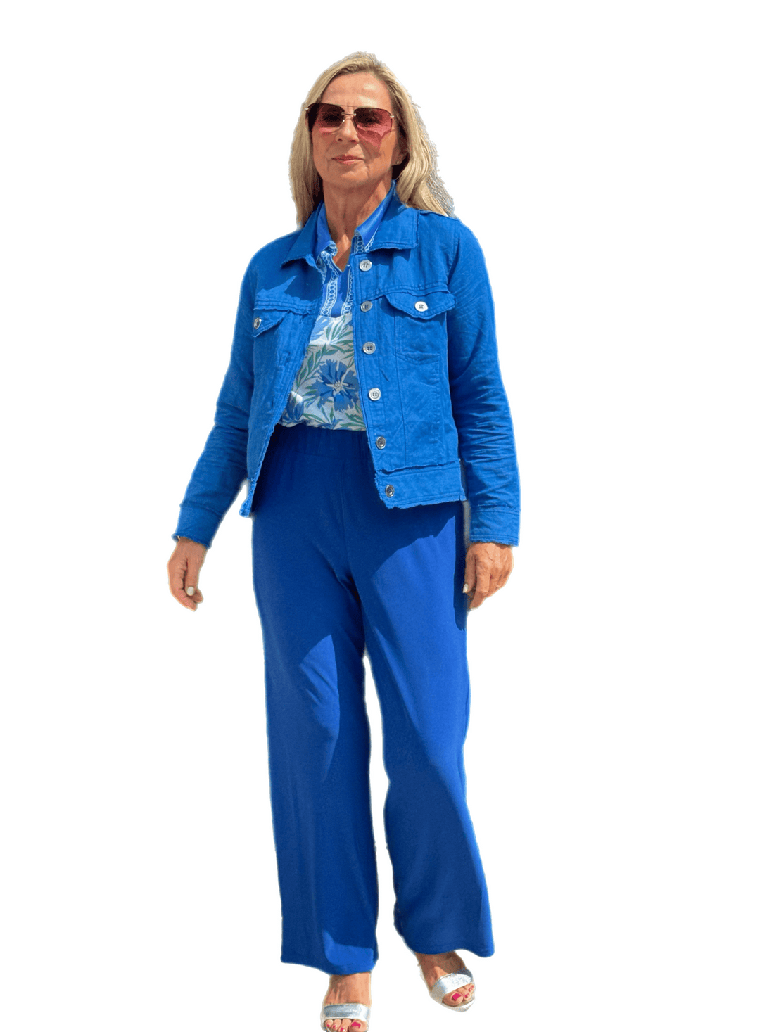 Long-Sleeve Linen Jacket Deep Blue