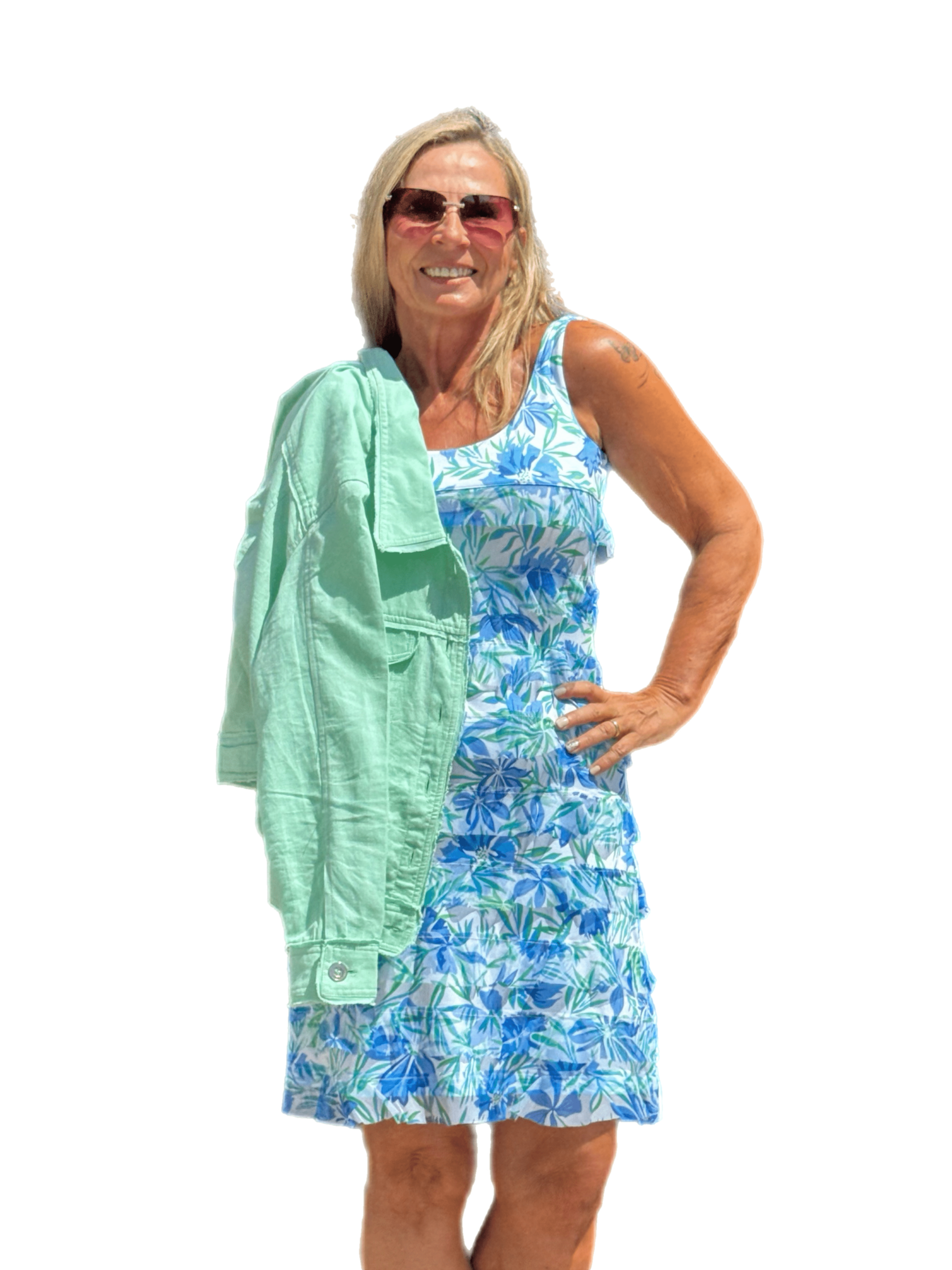 Mesh Ruffle Cha-Cha Dress with UPF50+ Cornflower