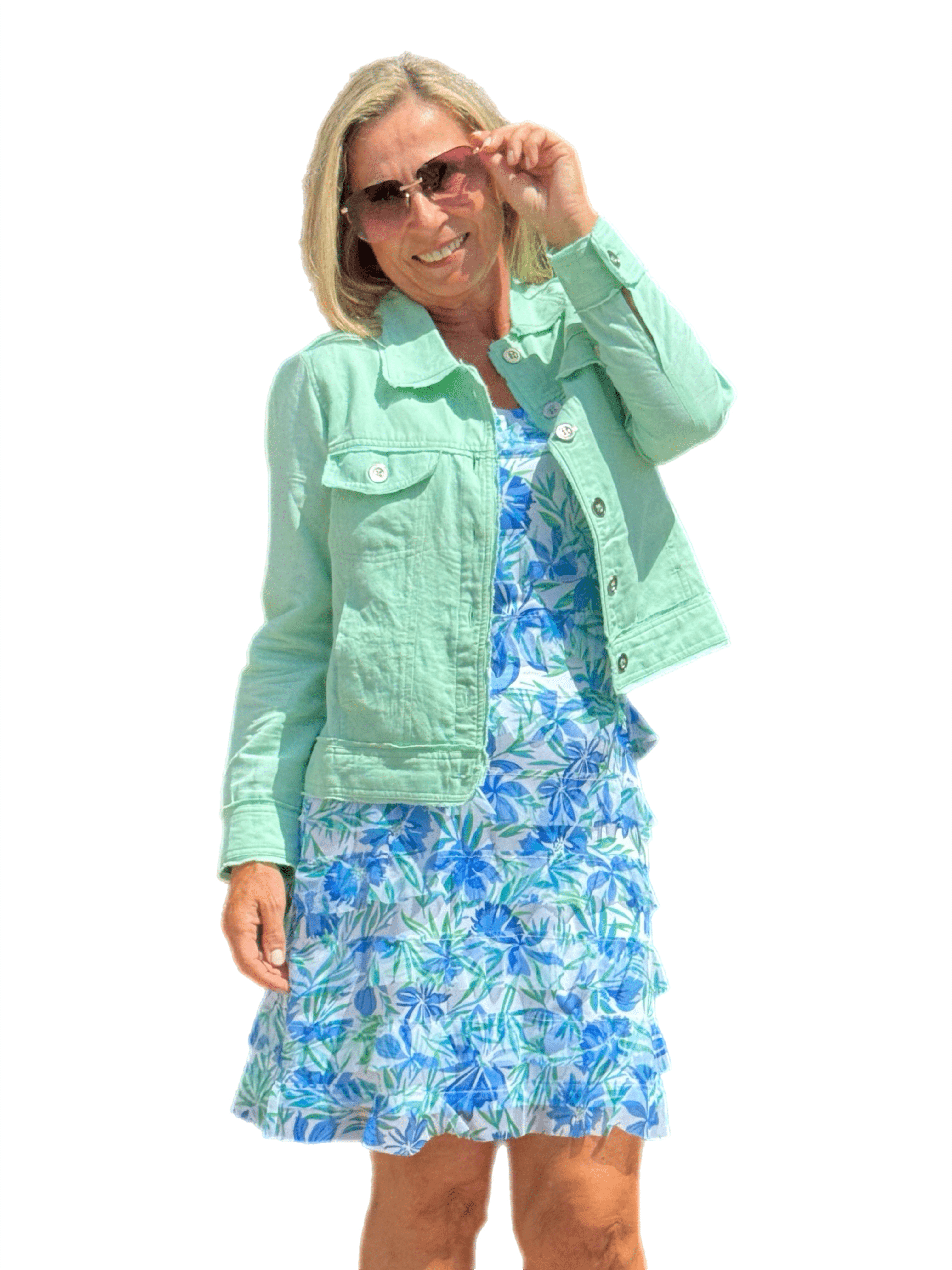 Mesh Ruffle Cha-Cha Dress with UPF50+ Cornflower