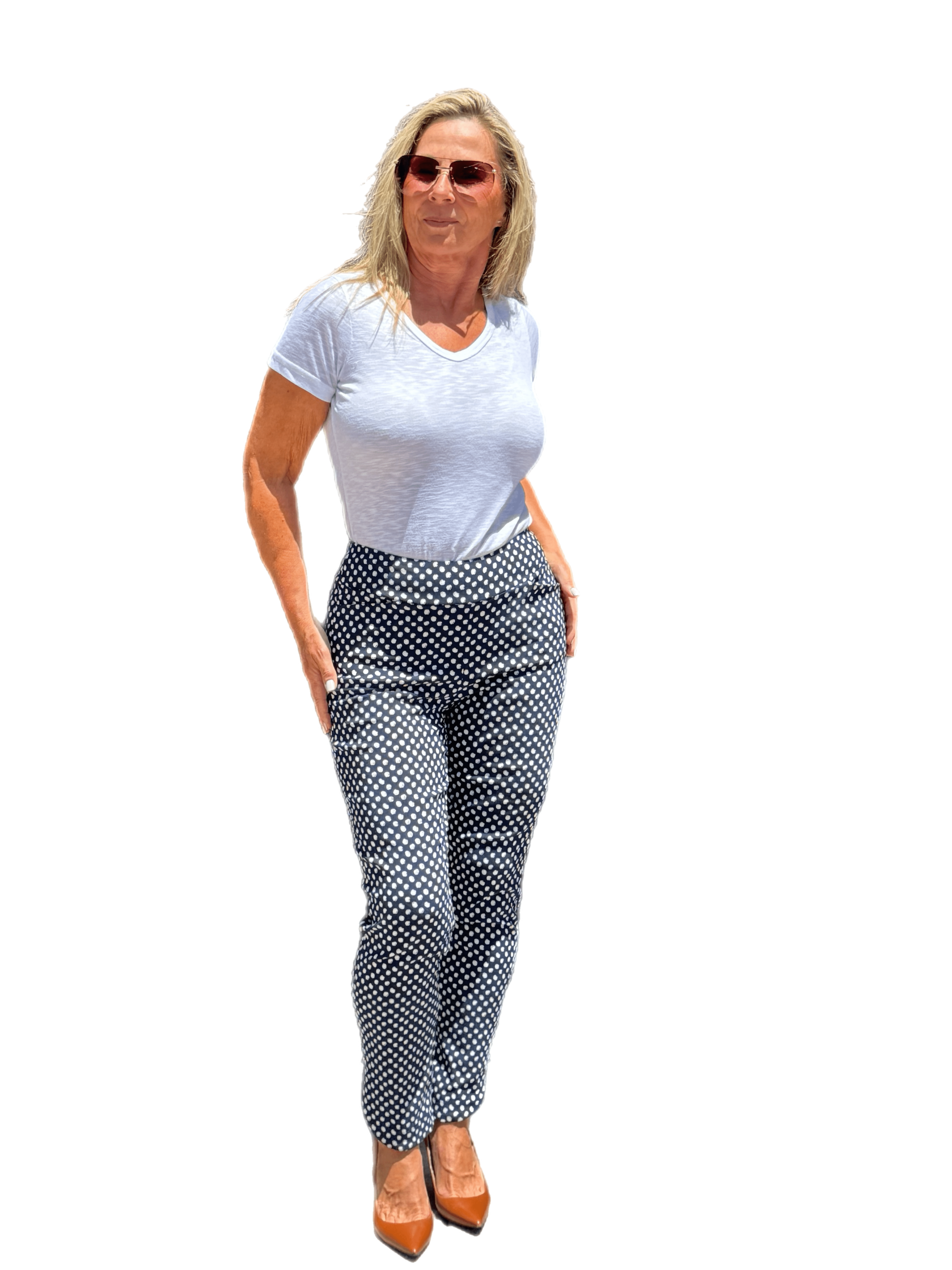 Ankle-length Pull-on Stretch Pants Navy