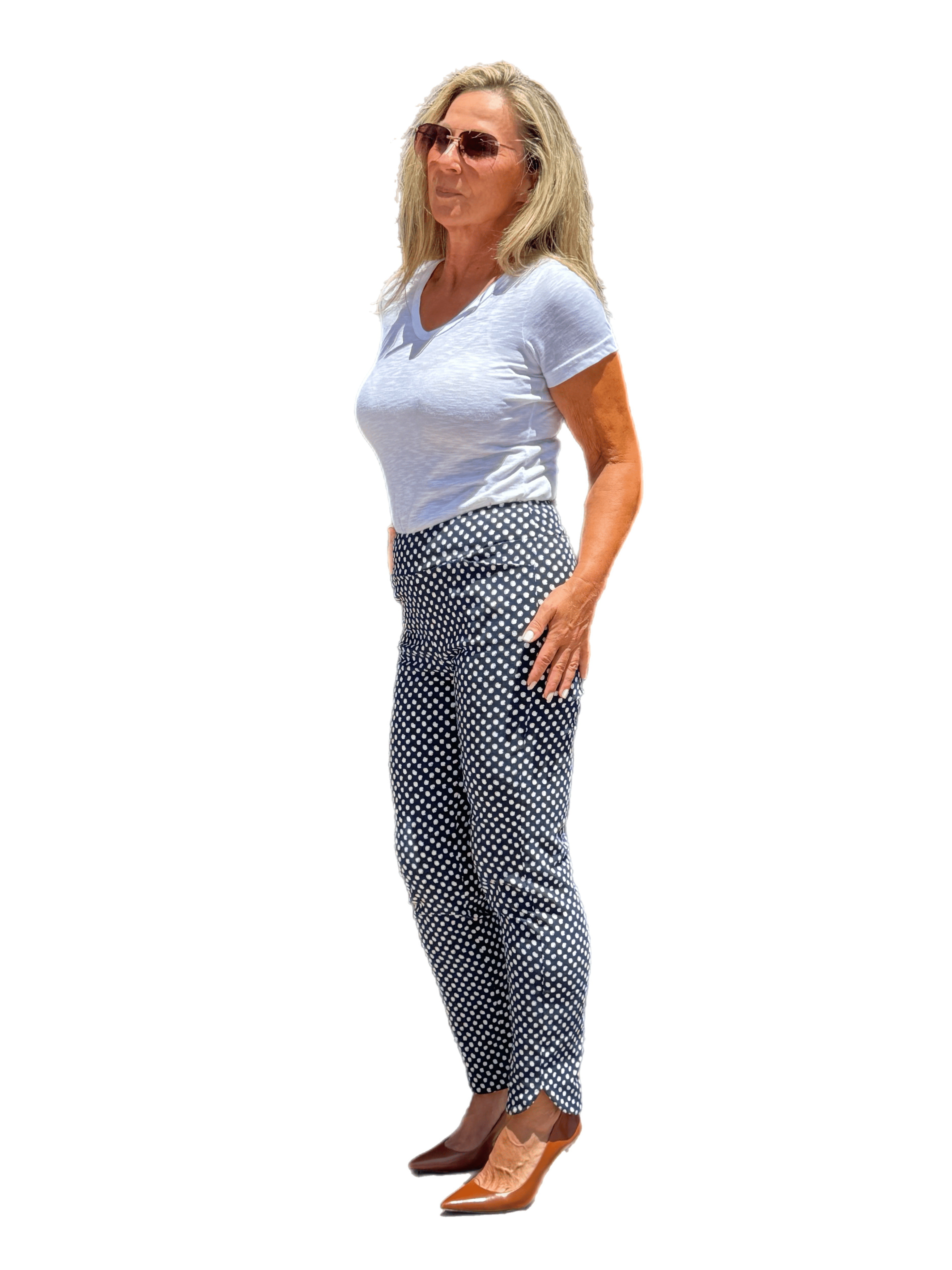 Ankle-length Pull-on Stretch Pants Navy