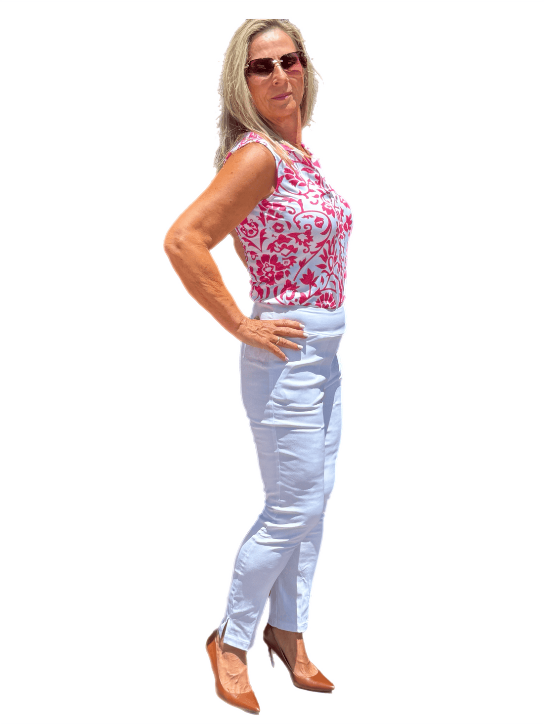 Ankle-length Pull-on Stretch Pants White