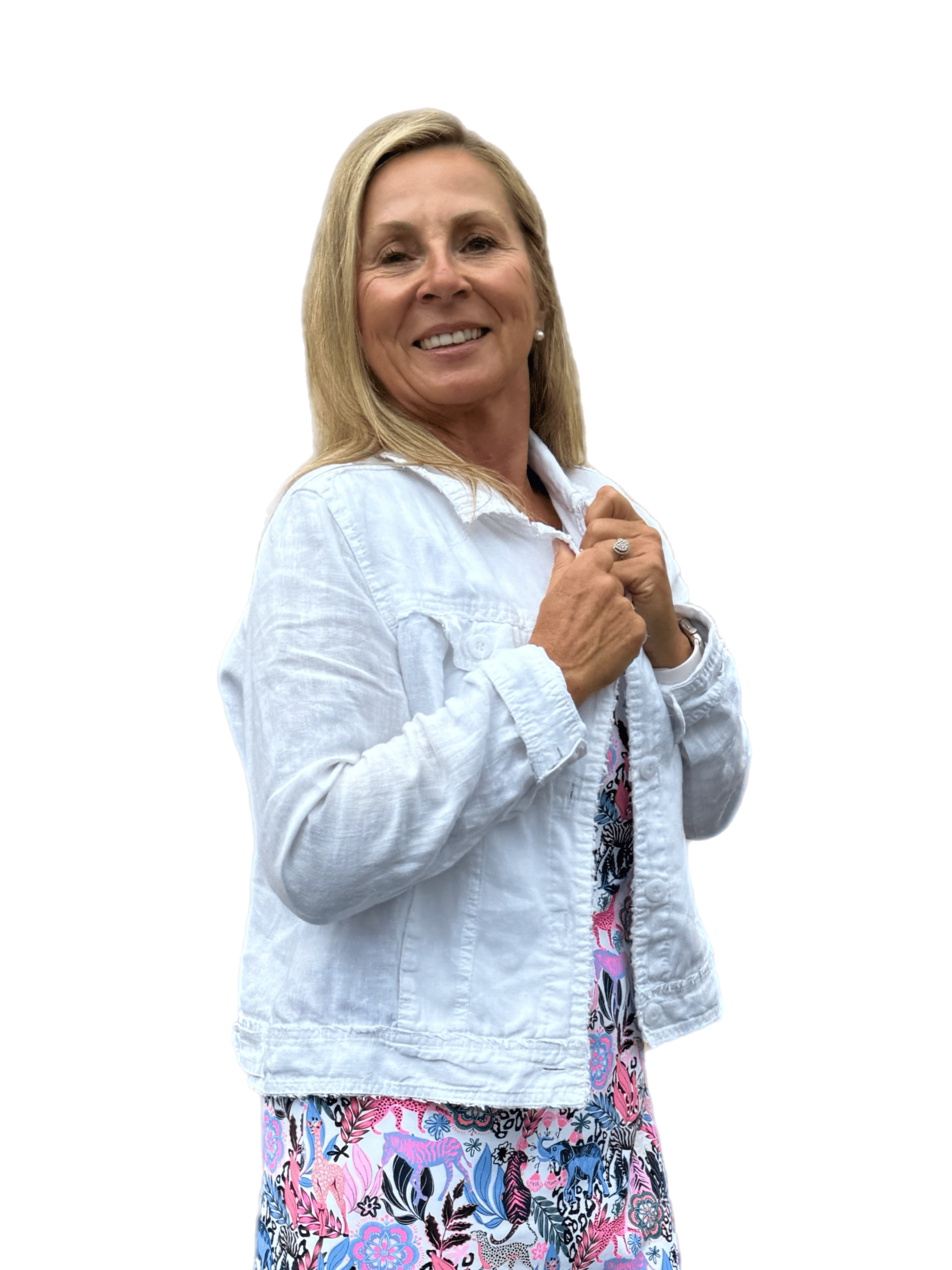 Long-Sleeve Linen Jacket White