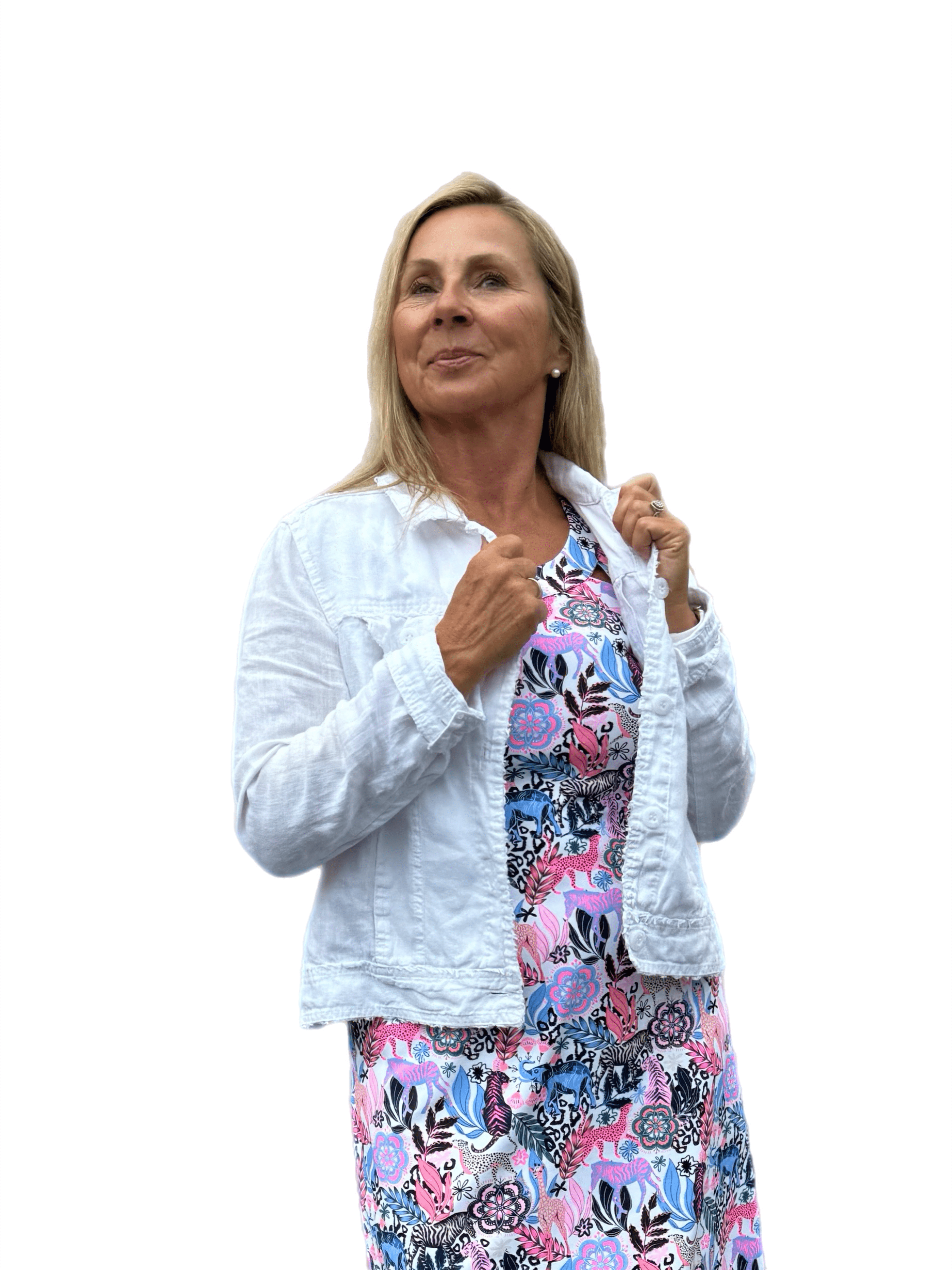 Long-Sleeve Linen Jacket White