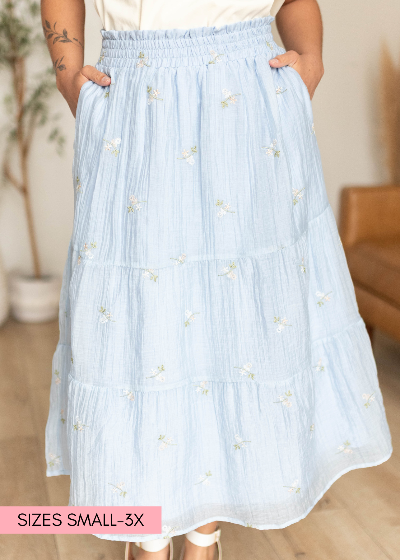 Isabela Light Blue Floral Skirt