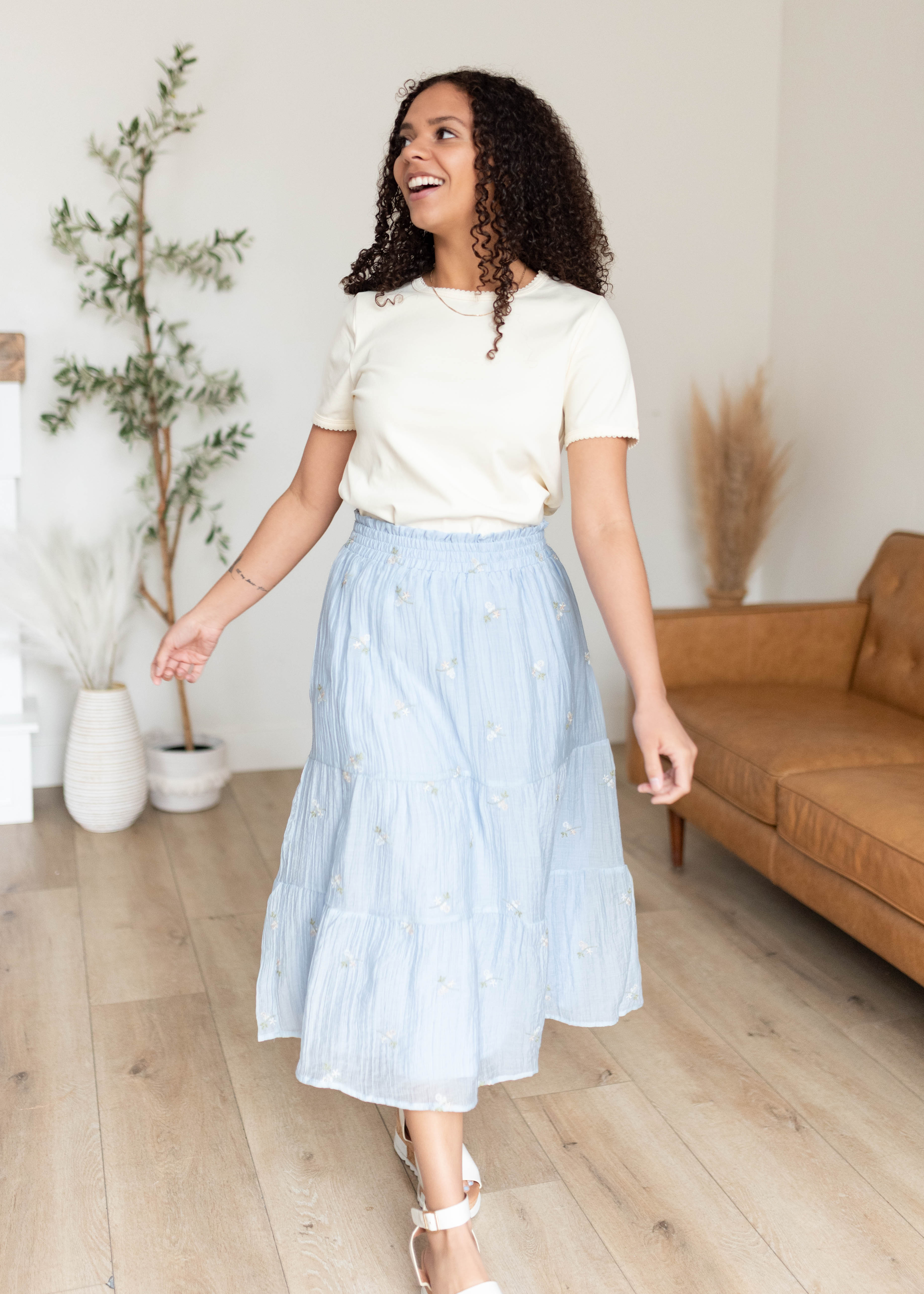 Isabela Light Blue Floral Skirt