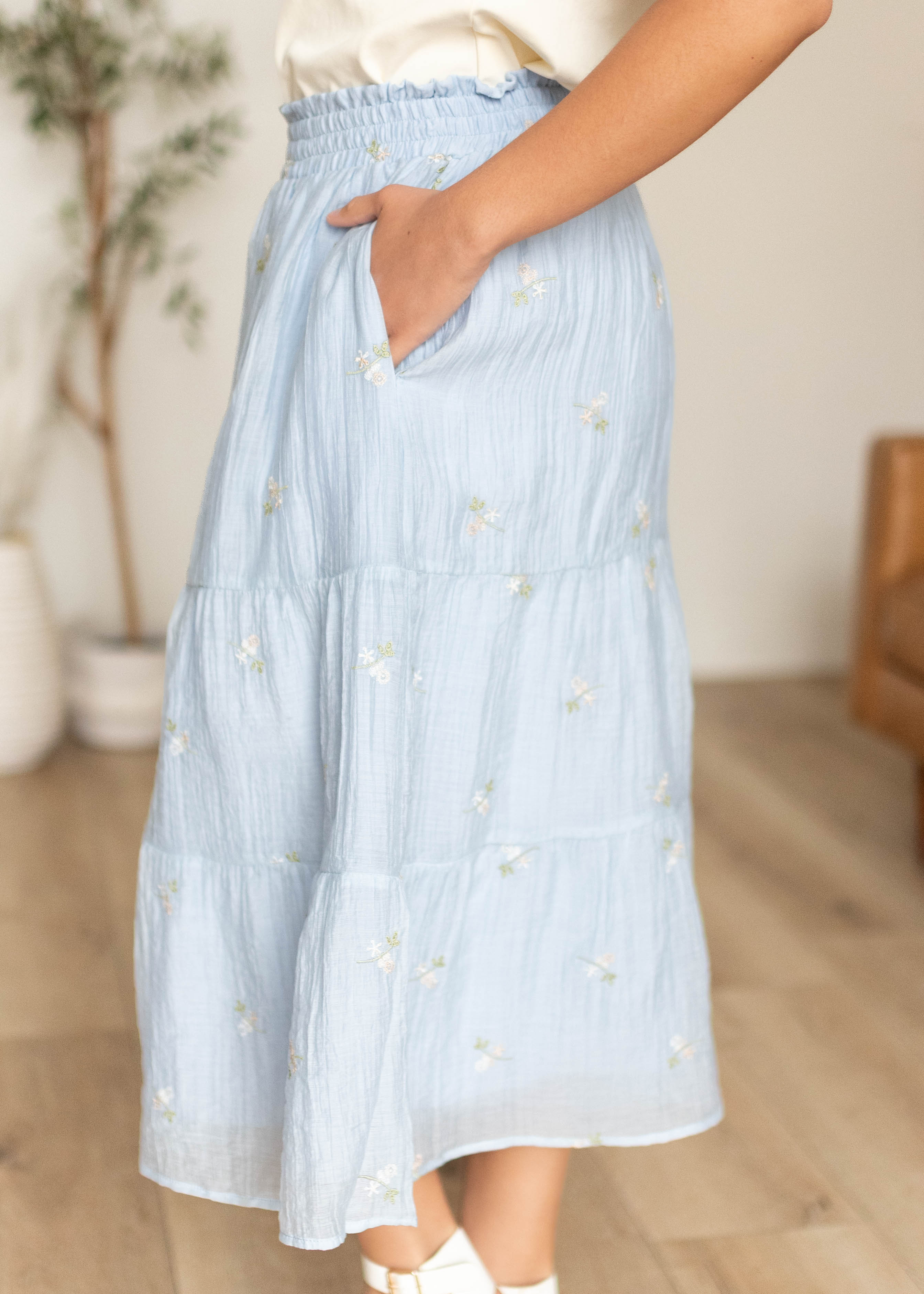 Isabela Light Blue Floral Skirt