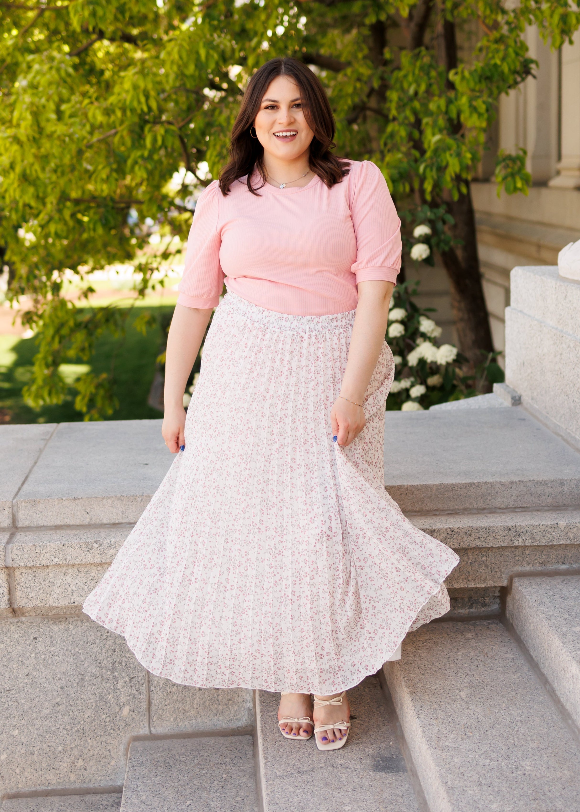 Jane White Floral Skirt