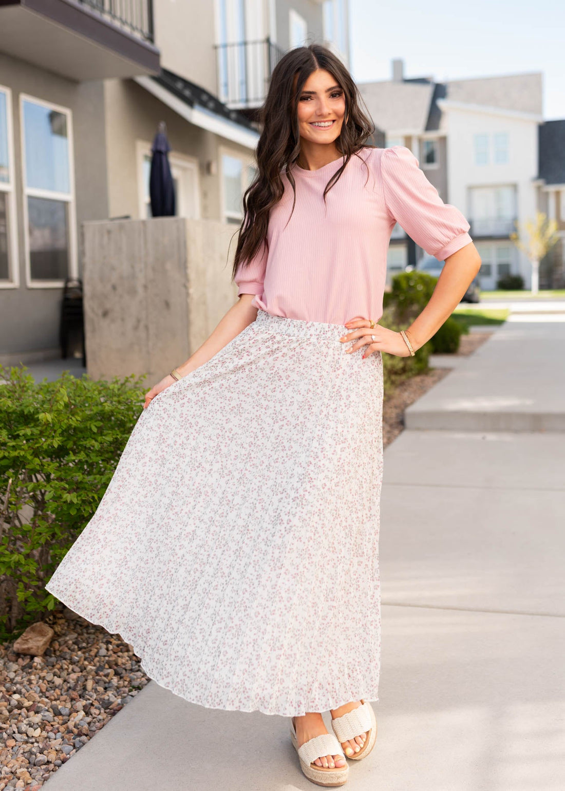 Jane White Floral Skirt