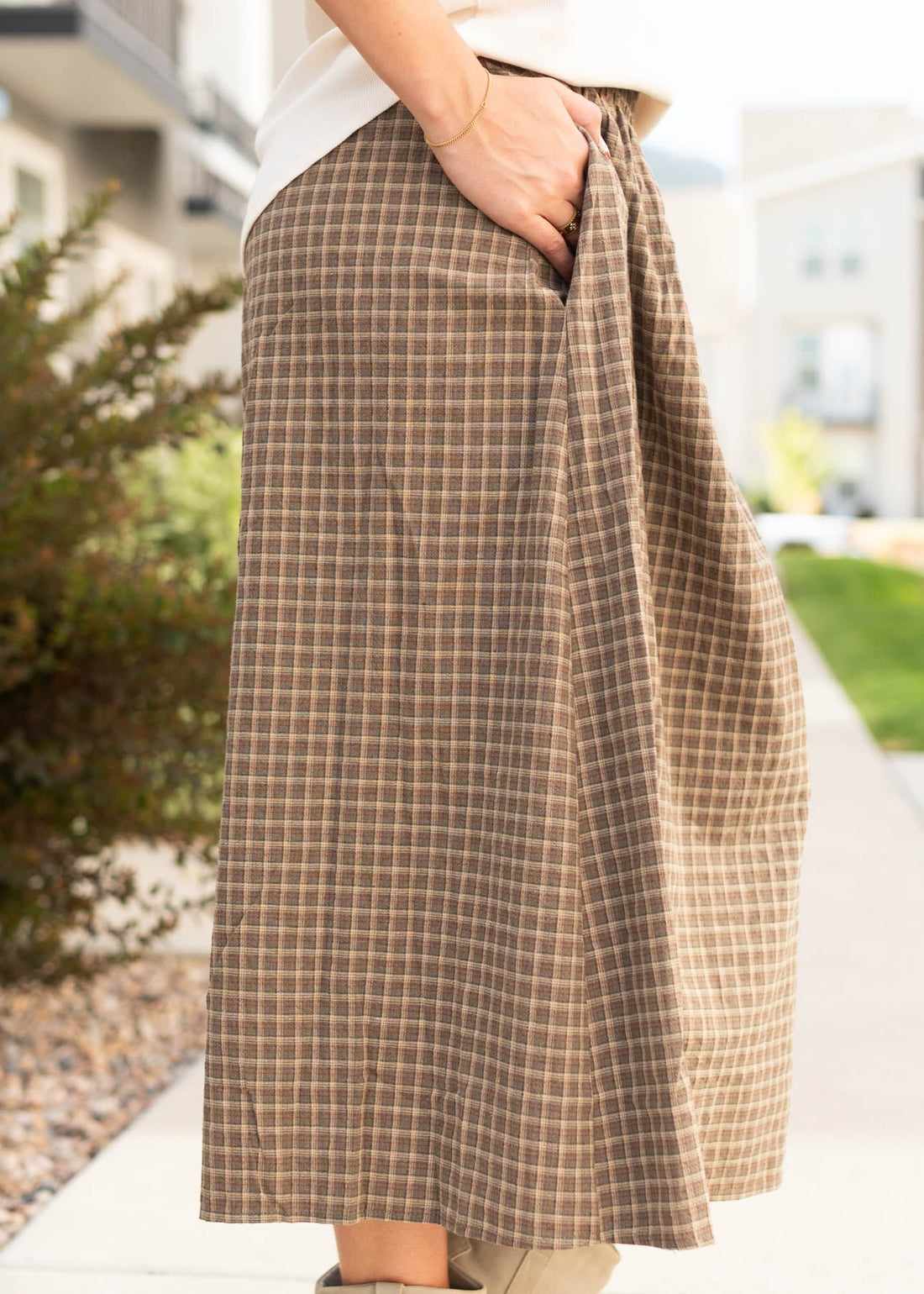Josephine Olive Plaid Skirt