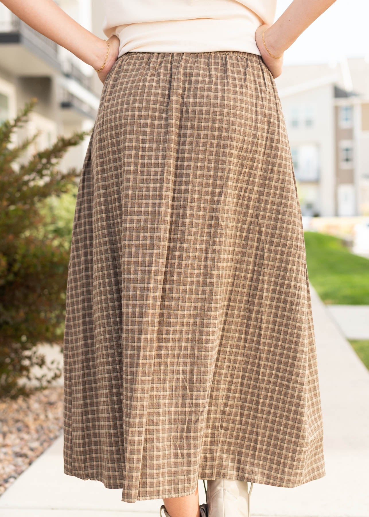 Josephine Olive Plaid Skirt