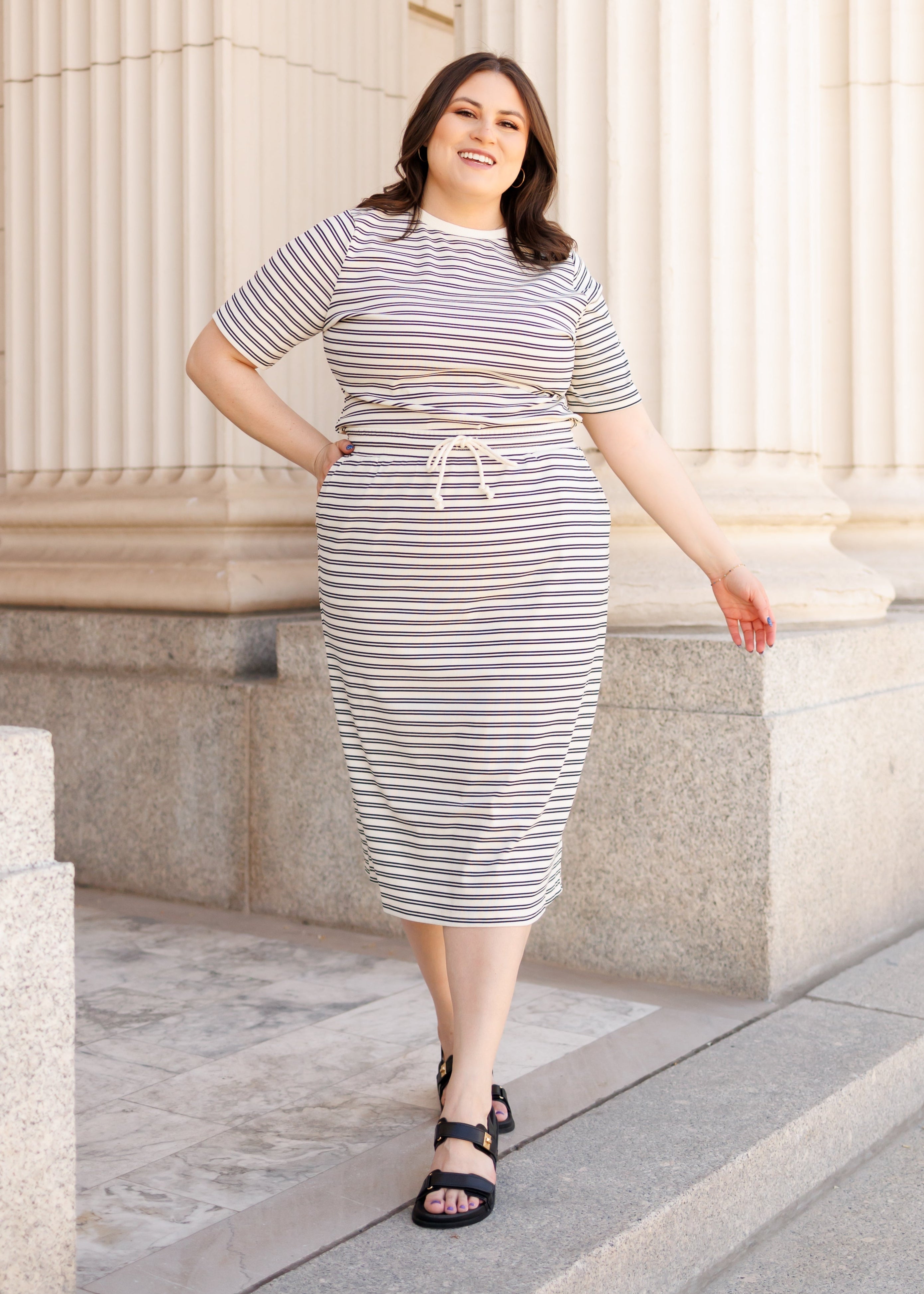 Kailey Black Striped Jersey Skirt