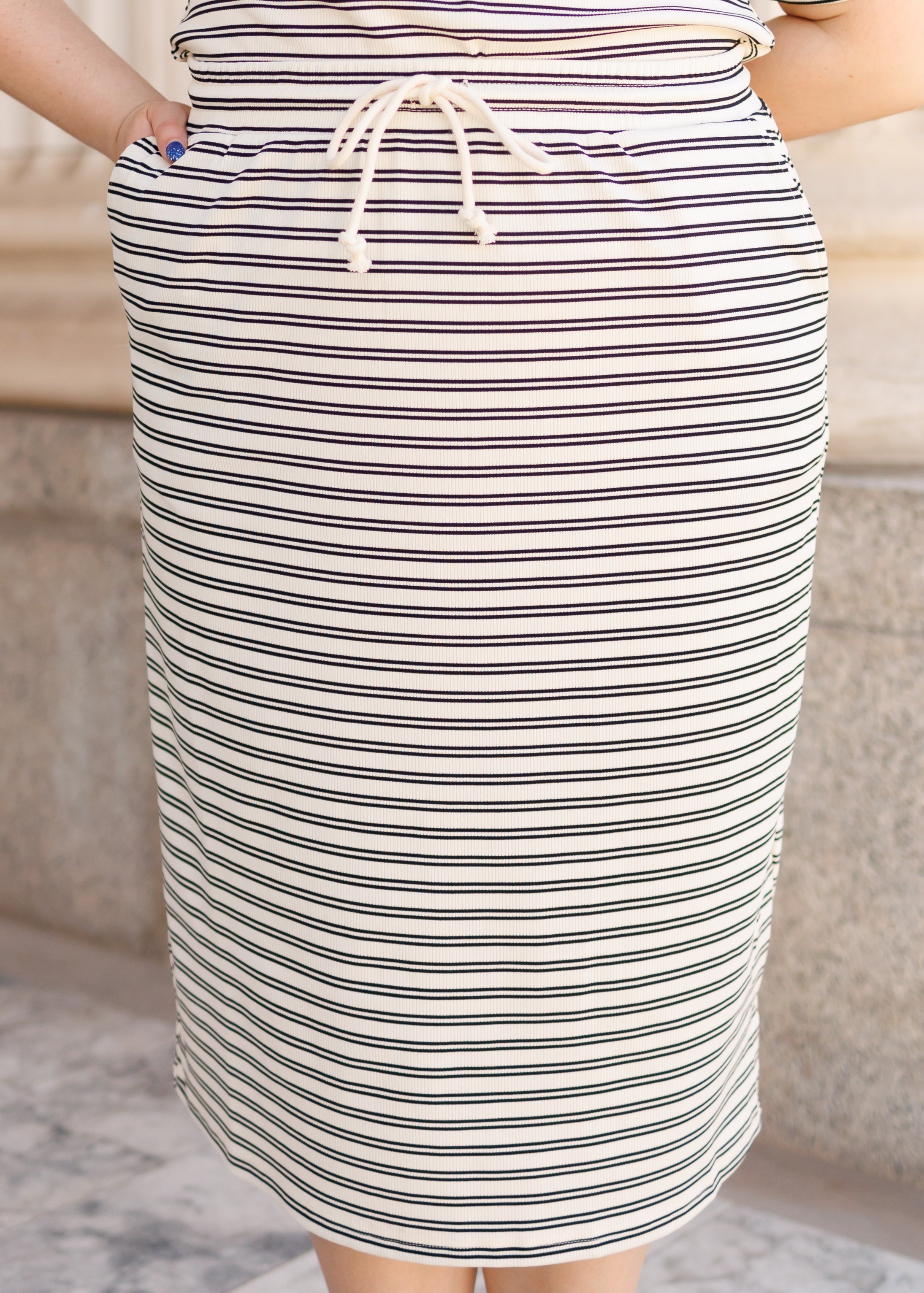 Kailey Black Striped Jersey Skirt