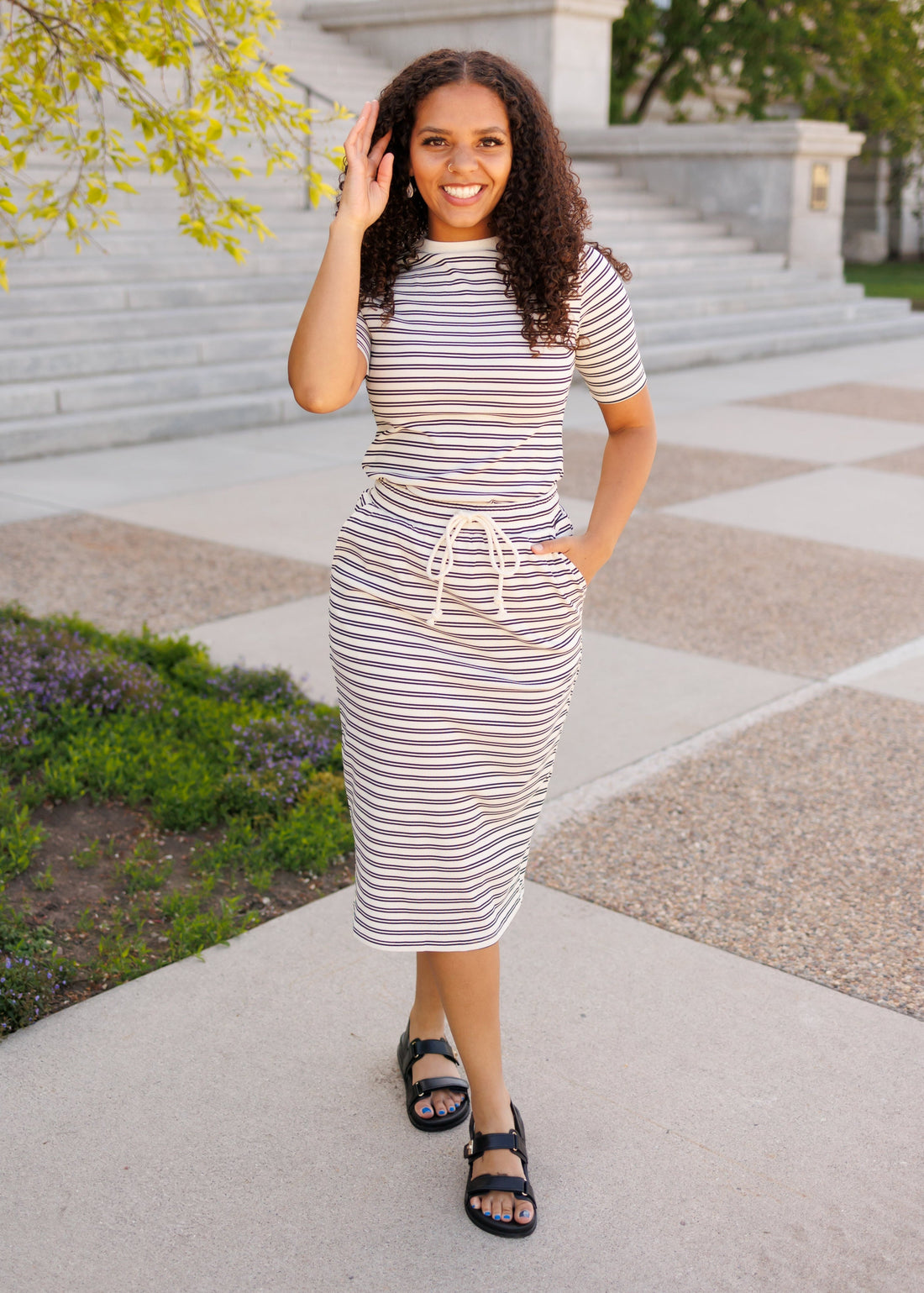 Kailey Black Striped Jersey Skirt