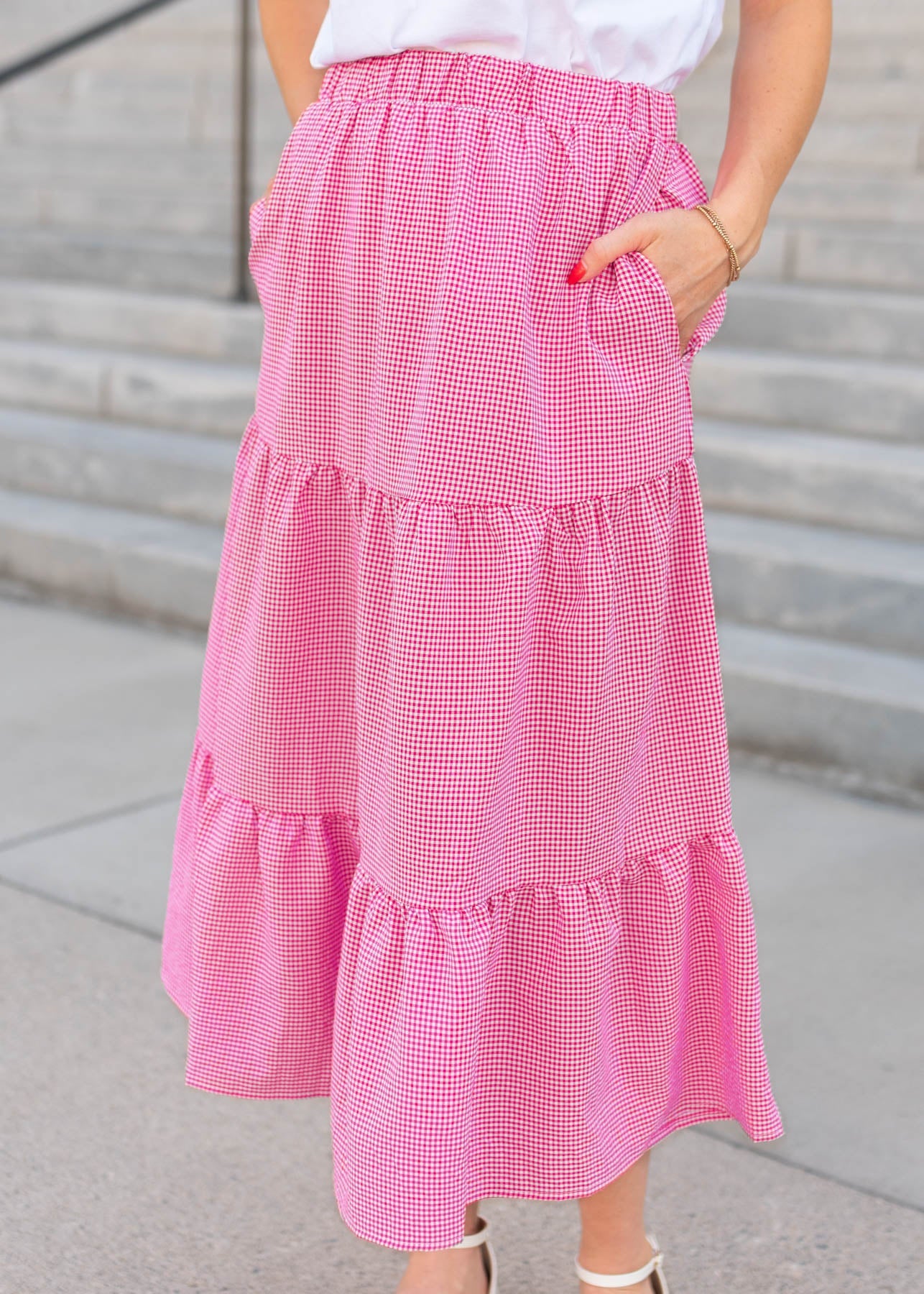 Larissa Dark Pink Gingham Skirt