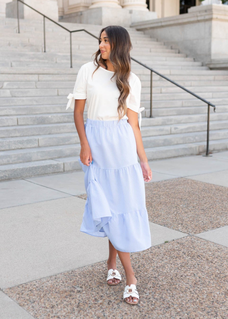 Larissa Sky Blue Gingham Skirt