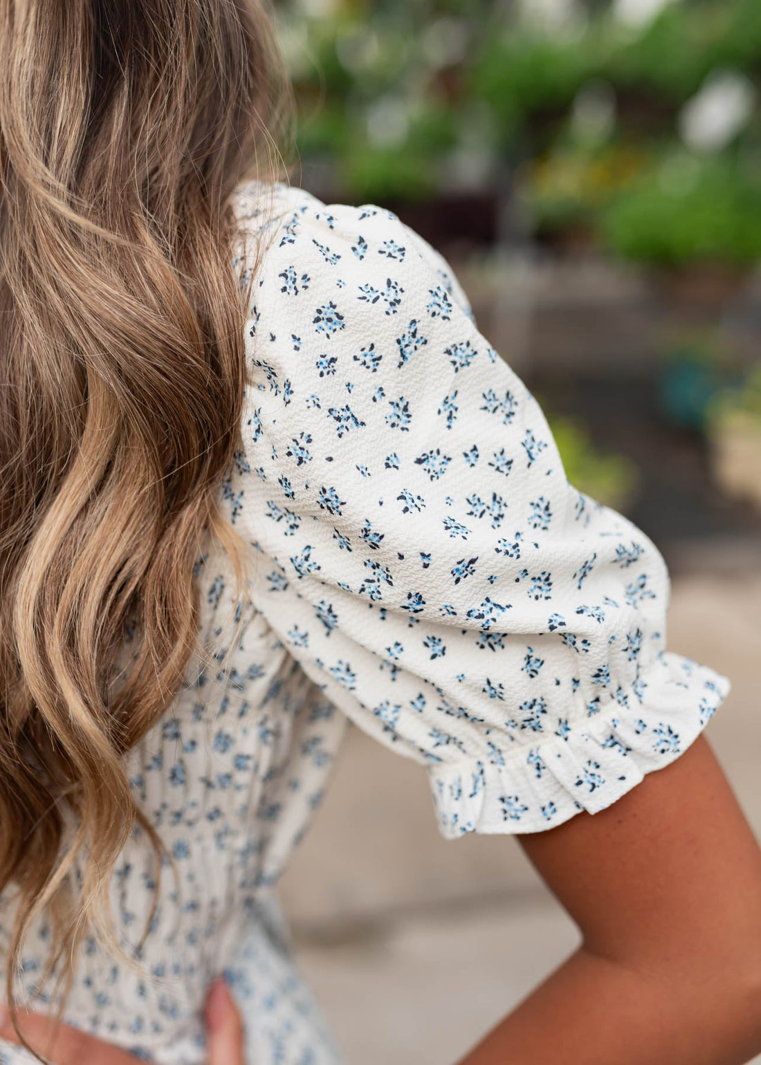 Layla Blue Floral Smocked Dress