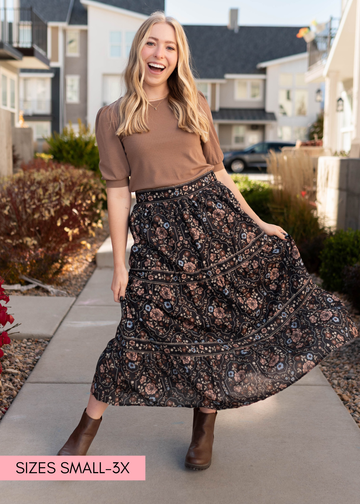 Luna Black Floral Skirt