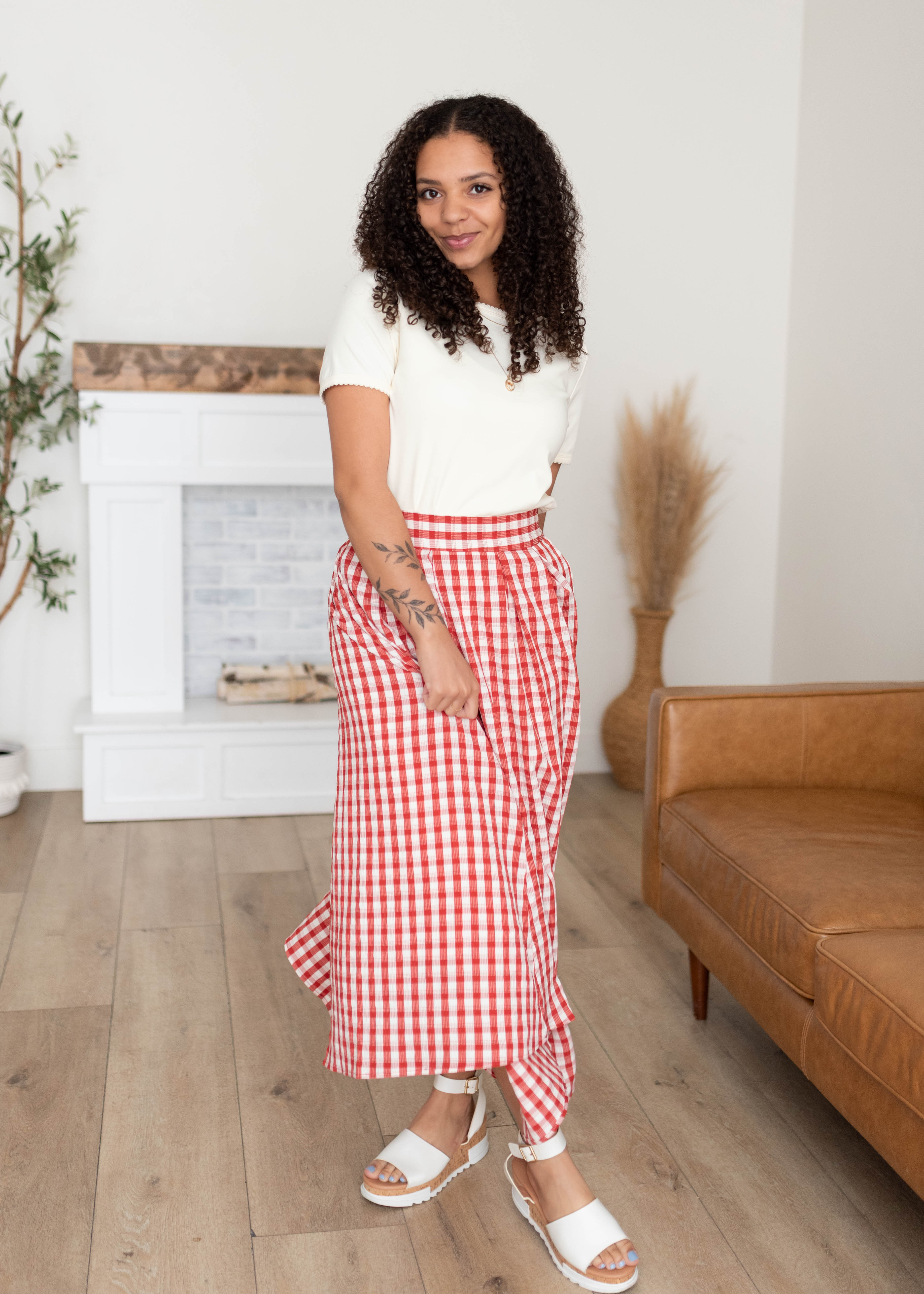 Mallory Red Gingham Skirt