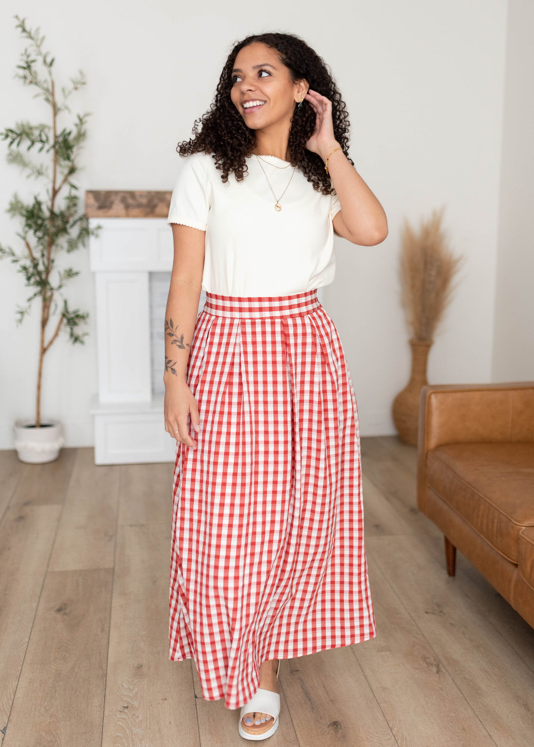 Mallory Red Gingham Skirt