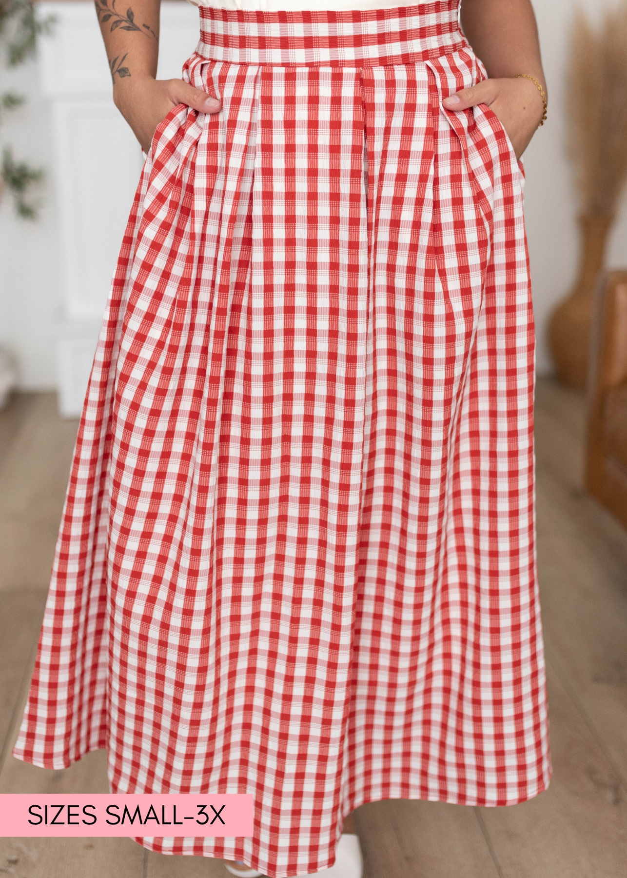 Mallory Red Gingham Skirt