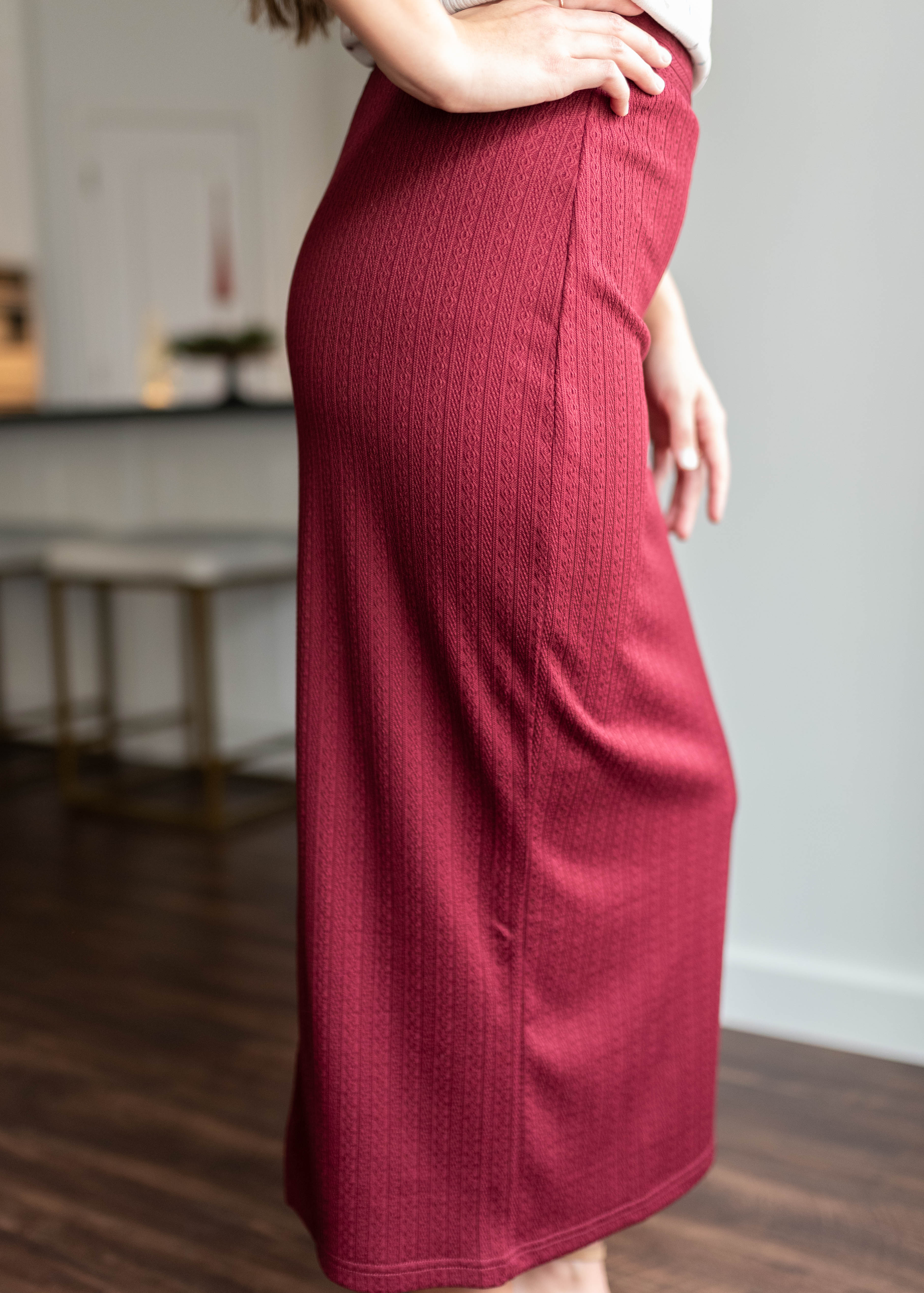 Maria Burgundy Midi Skirt