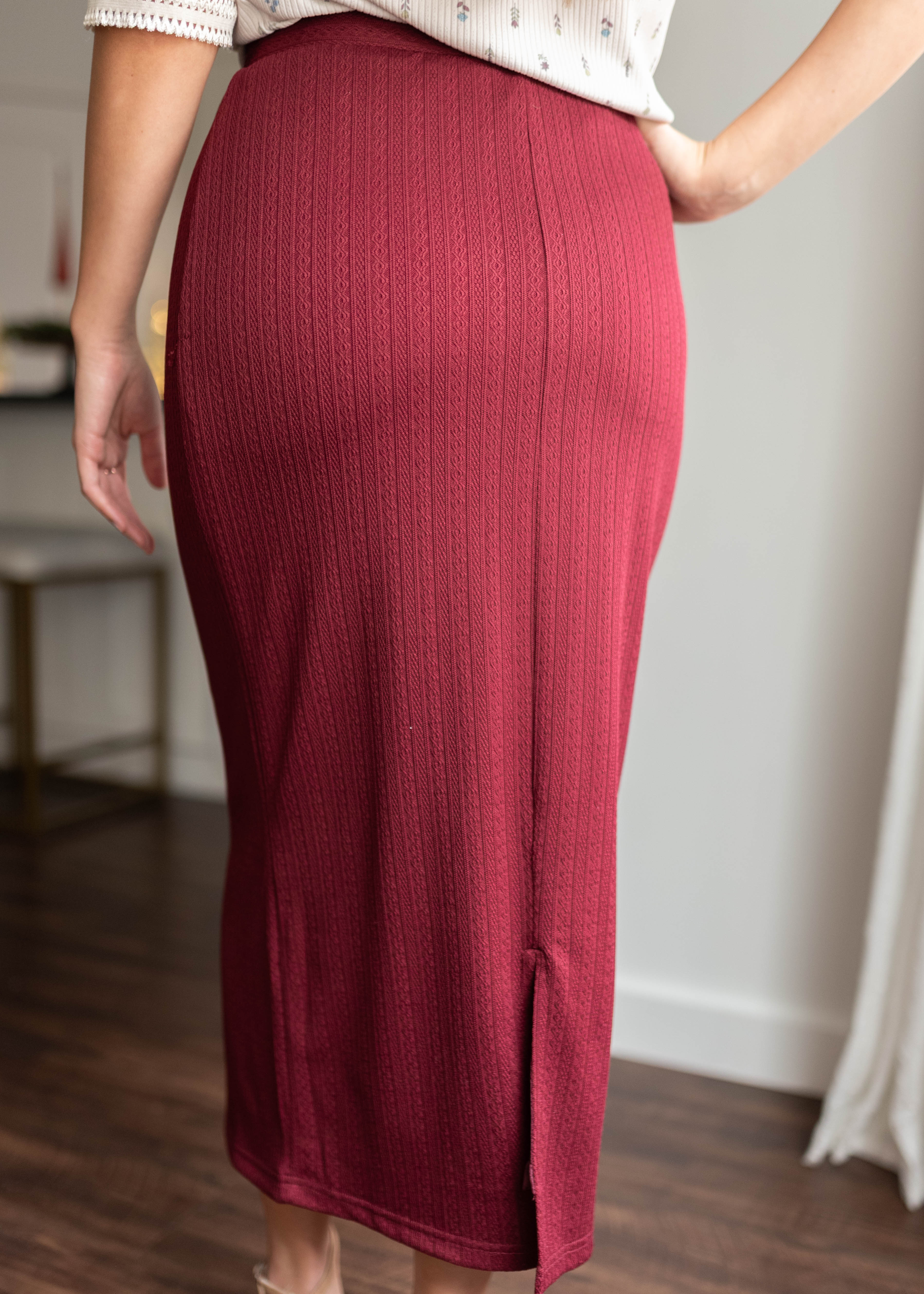 Maria Burgundy Midi Skirt