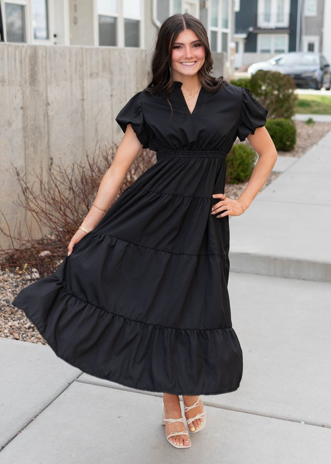 Mia Black Puff Sleeve Dress