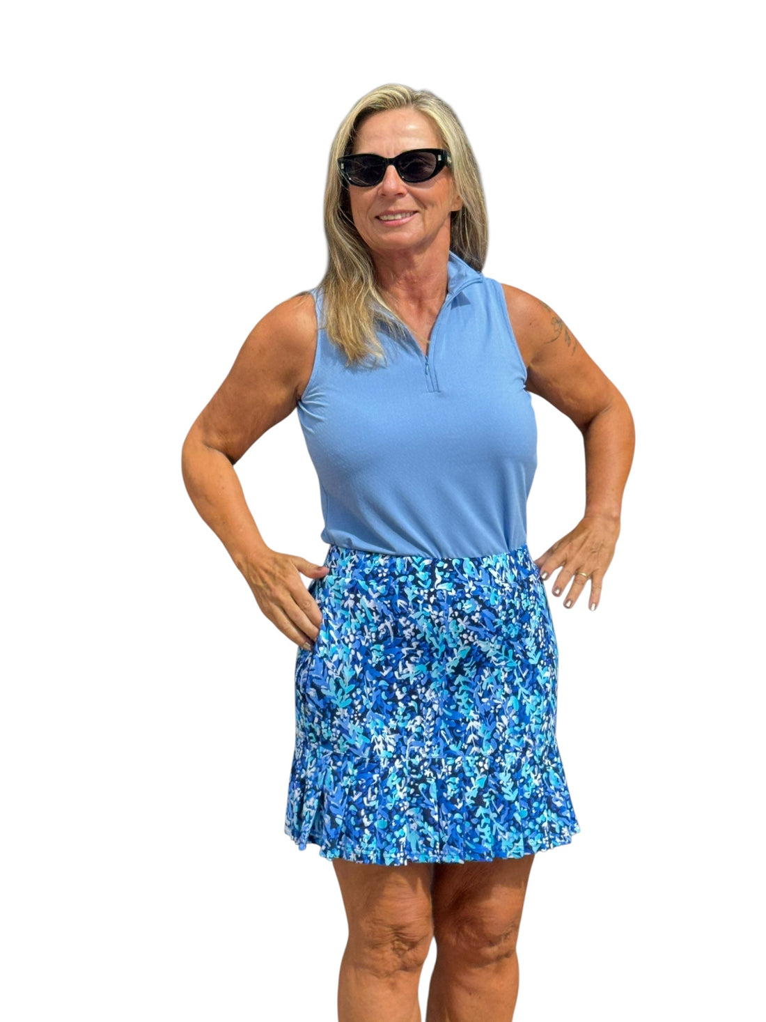 Pull-on Flounce Skort with UPF50+ Navy Confetti